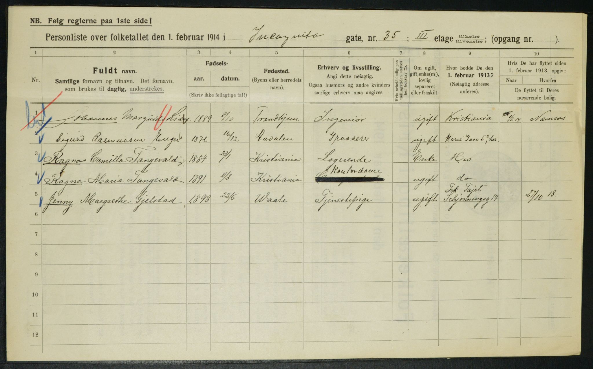 OBA, Municipal Census 1914 for Kristiania, 1914, p. 44339