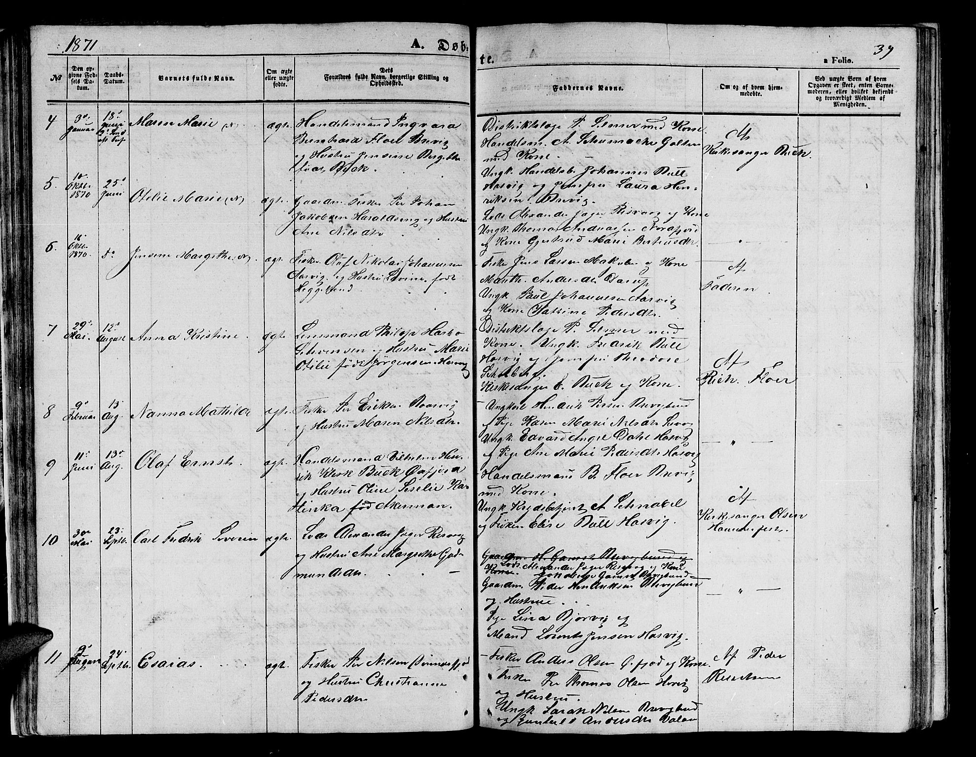 Loppa sokneprestkontor, SATØ/S-1339/H/Hb/L0003klokker: Parish register (copy) no. 3, 1853-1880, p. 39