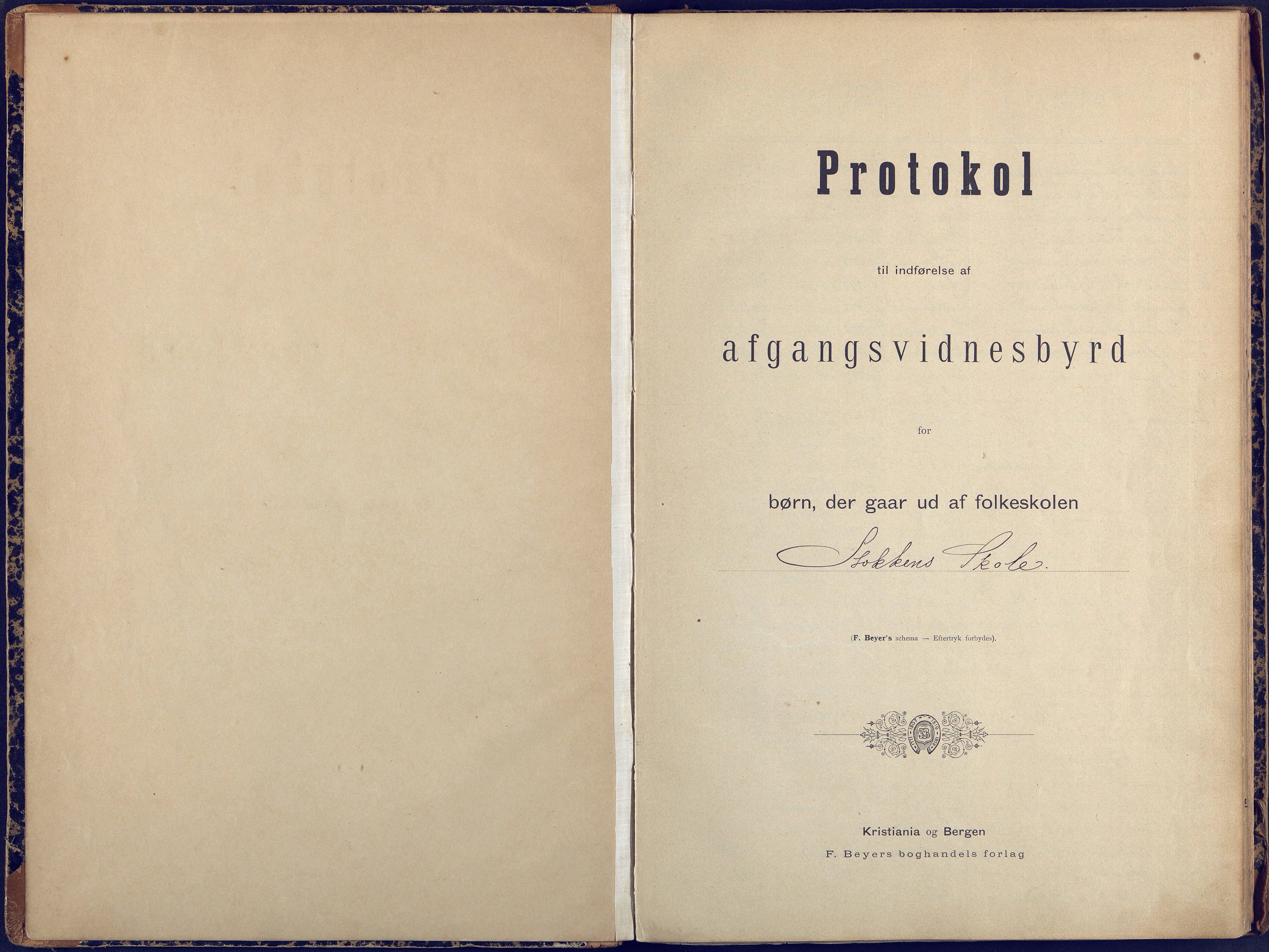 Stokken kommune, Stokken skole, AAKS/KA0917-550/F07/L0001: Protokoll til indførelse av avgangsvidnesbyrd for børn der går ud af folkeskolen, 1892-1959