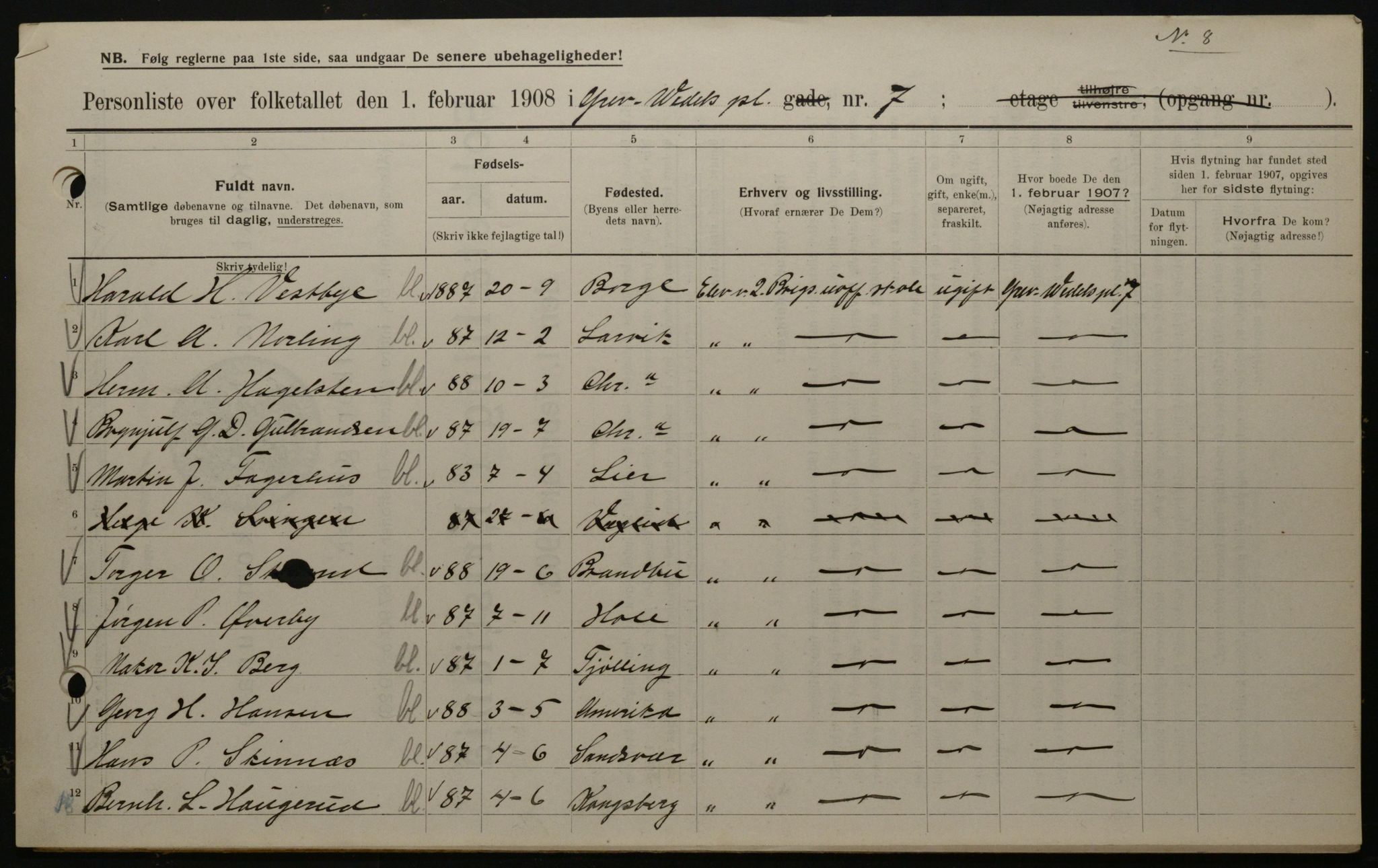 OBA, Municipal Census 1908 for Kristiania, 1908, p. 26950