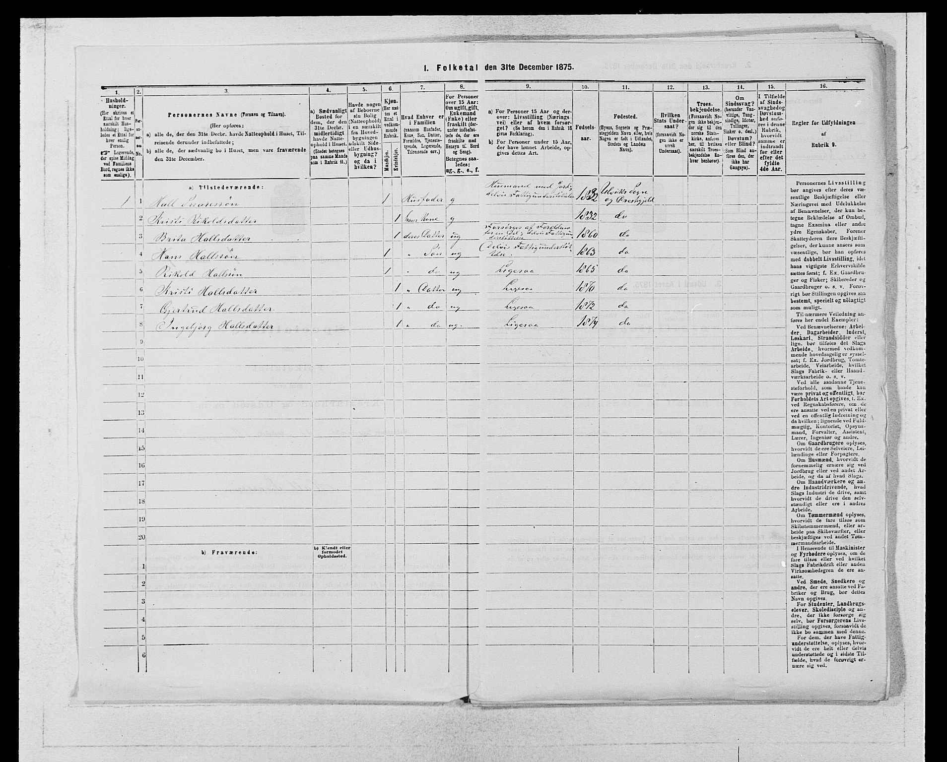 SAB, 1875 census for 1233P Ulvik, 1875, p. 30