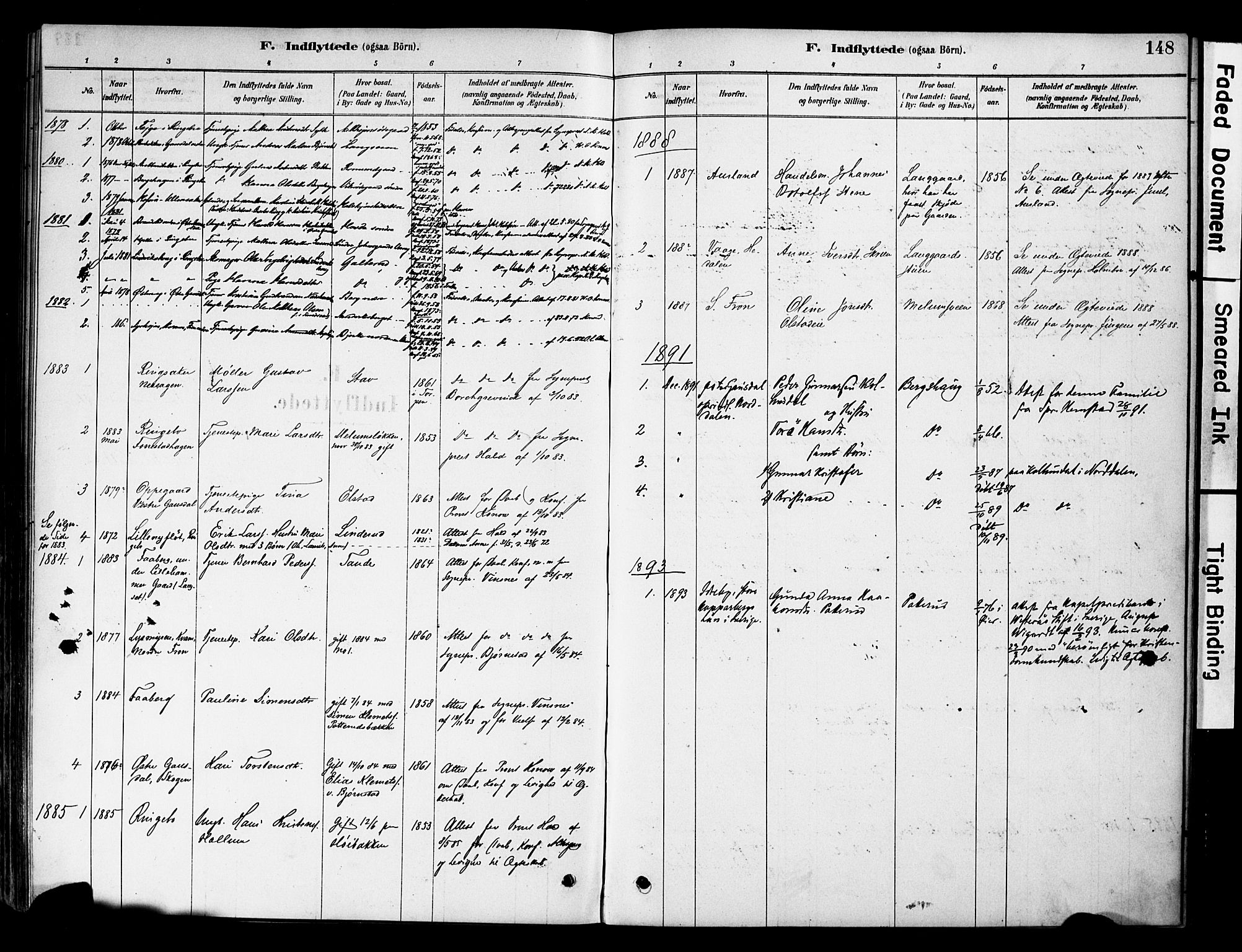 Øyer prestekontor, SAH/PREST-084/H/Ha/Haa/L0009: Parish register (official) no. 9, 1878-1893, p. 148