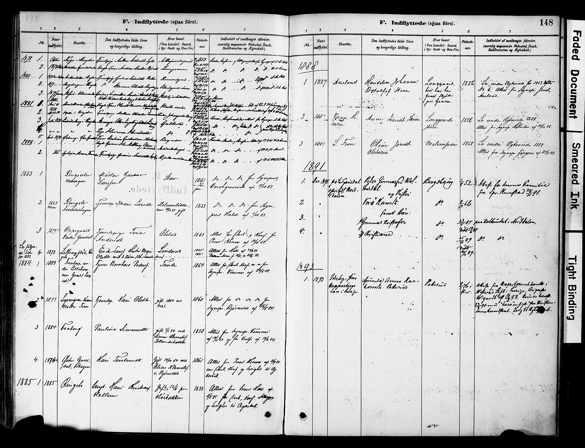 Øyer prestekontor, AV/SAH-PREST-084/H/Ha/Haa/L0009: Parish register (official) no. 9, 1878-1893, p. 148