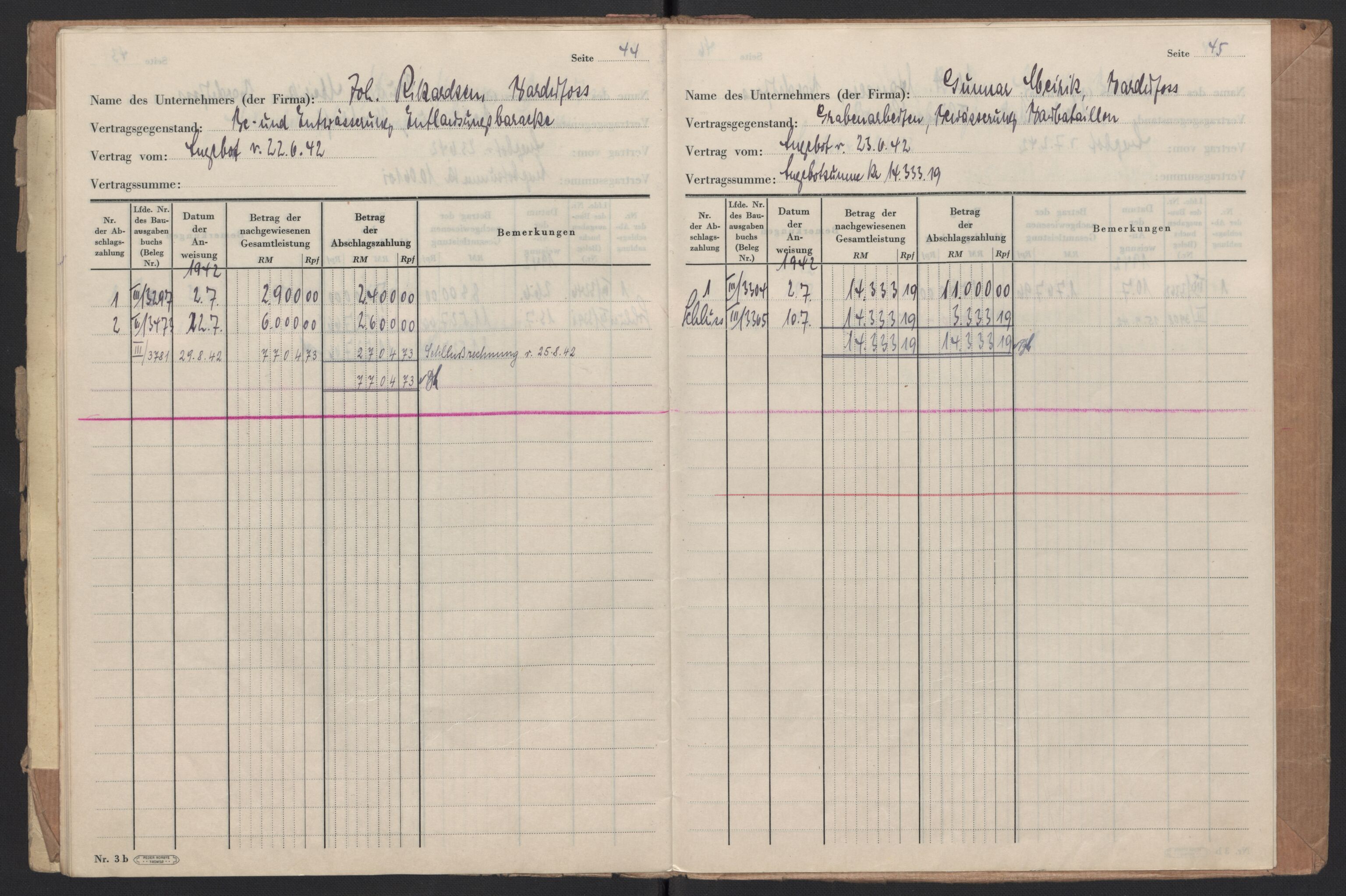 Tyske arkiver, Organisation Todt (OT), Einsatzgruppe Wiking, AV/RA-RAFA-2188/2/F/Fg/Fgb/L0005: Bltg. L.W. Bardufoss: Diverse regnskapsbøker, 1940