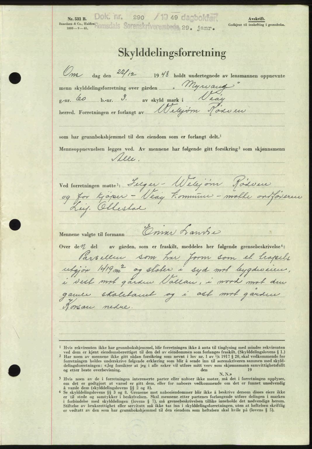 Romsdal sorenskriveri, AV/SAT-A-4149/1/2/2C: Mortgage book no. A28, 1948-1949, Diary no: : 290/1949