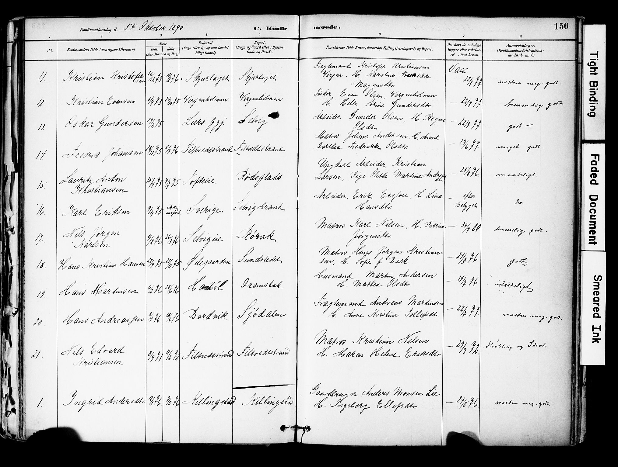 Hurum kirkebøker, SAKO/A-229/F/Fa/L0014: Parish register (official) no. 14, 1882-1895, p. 156