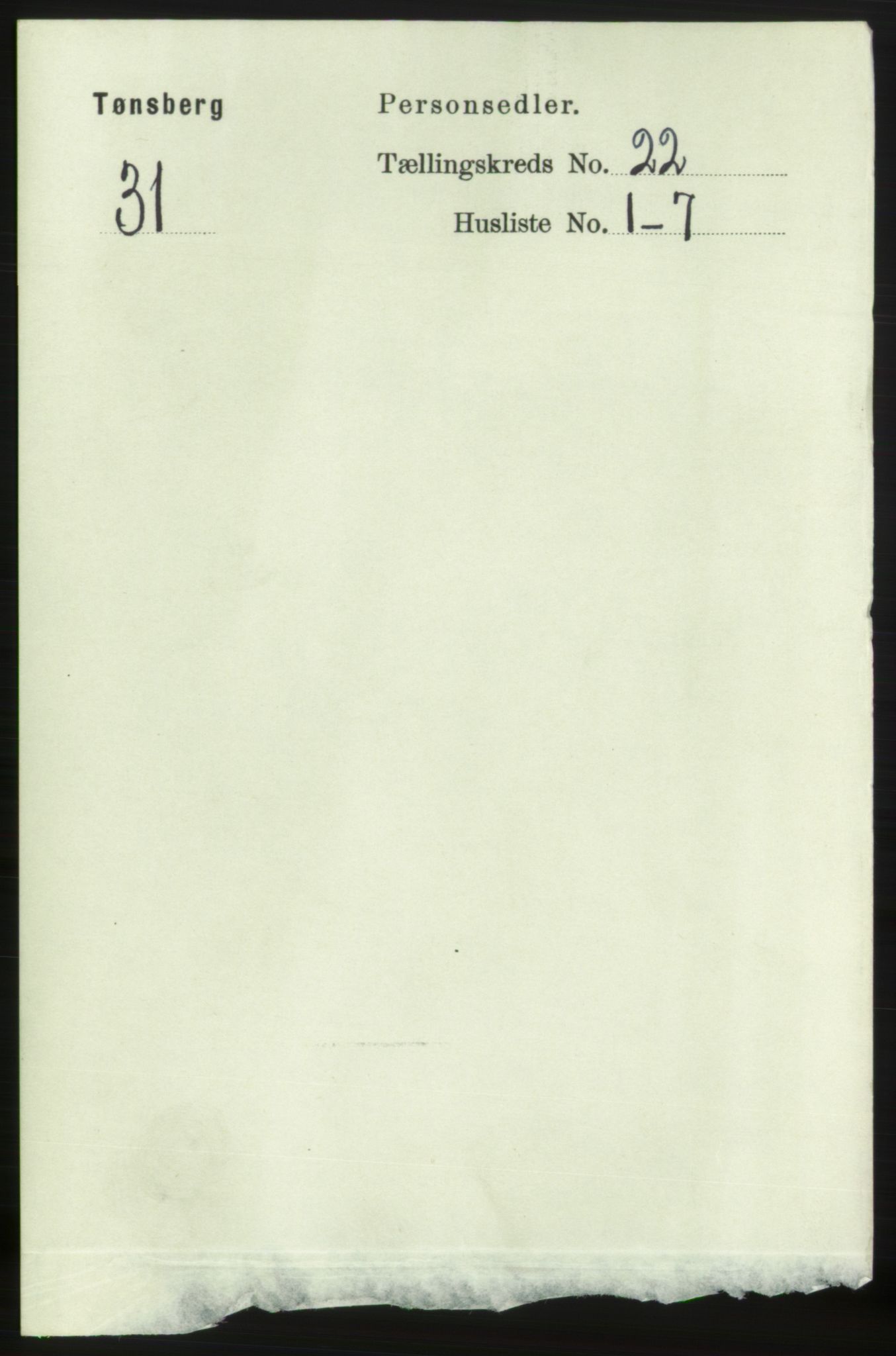RA, 1891 census for 0705 Tønsberg, 1891, p. 5765