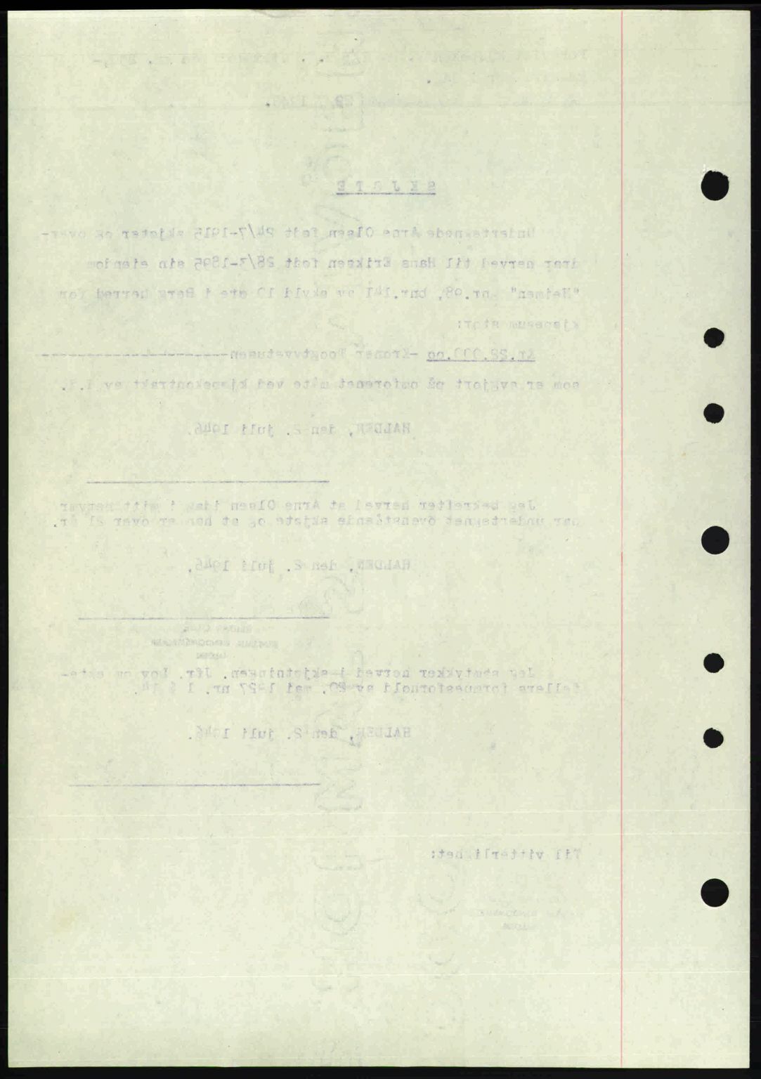 Idd og Marker sorenskriveri, AV/SAO-A-10283/G/Gb/Gbb/L0008: Mortgage book no. A8, 1946-1946, Diary no: : 942/1946