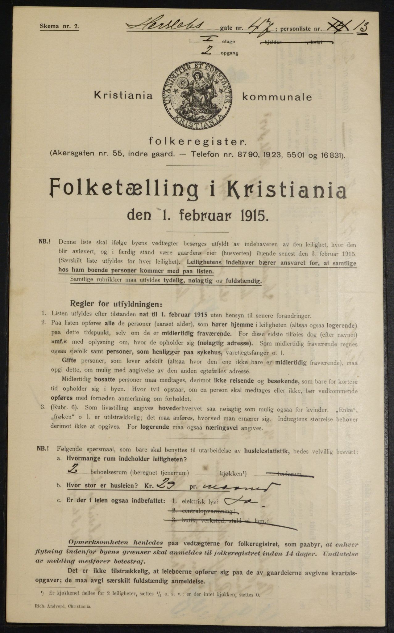 OBA, Municipal Census 1915 for Kristiania, 1915, p. 39437