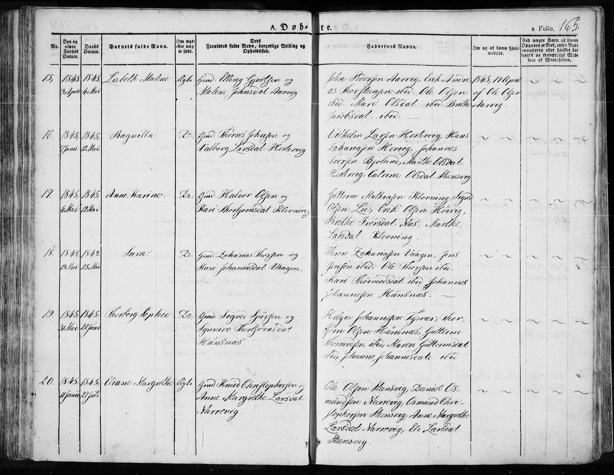 Tysvær sokneprestkontor, AV/SAST-A -101864/H/Ha/Haa/L0001: Parish register (official) no. A 1.1, 1831-1856, p. 165