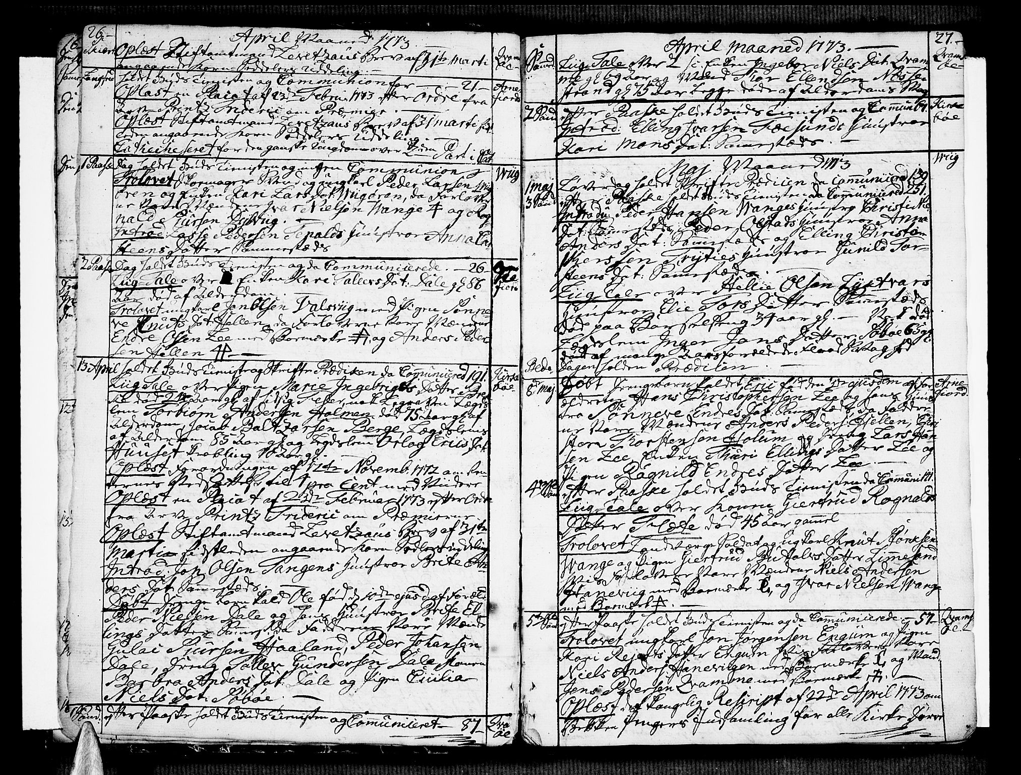 Vik sokneprestembete, AV/SAB-A-81501/H/Haa/Haaa/L0004: Parish register (official) no. A 4, 1772-1783, p. 26-27