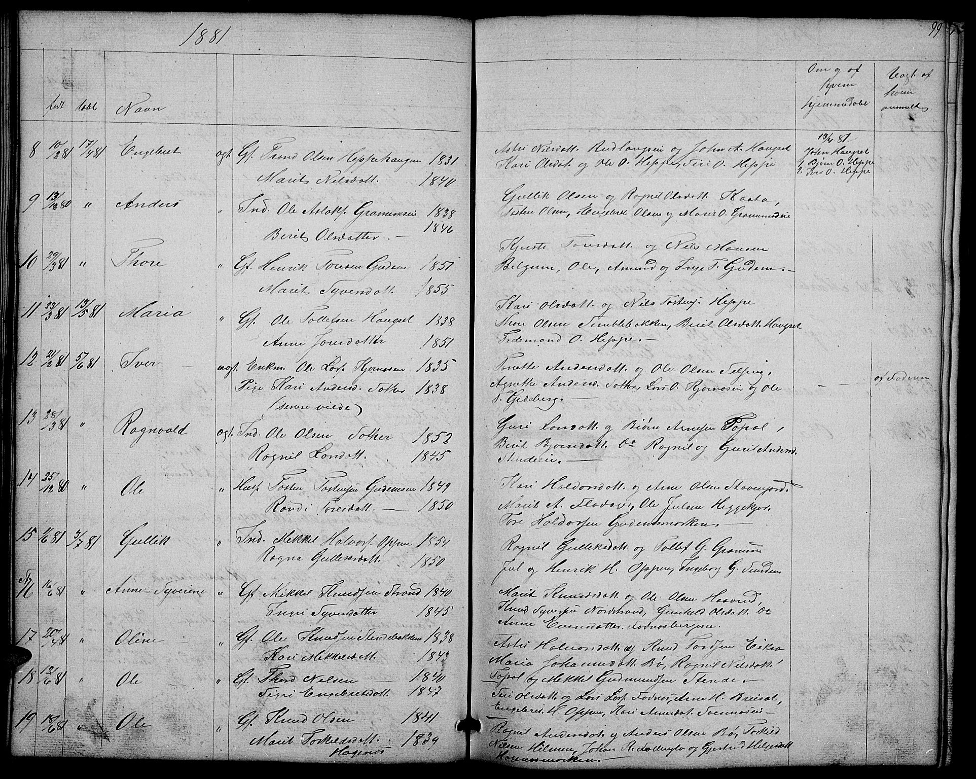 Nord-Aurdal prestekontor, SAH/PREST-132/H/Ha/Hab/L0004: Parish register (copy) no. 4, 1842-1882, p. 99