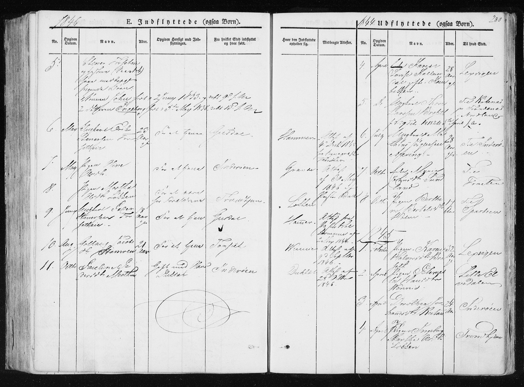 Ministerialprotokoller, klokkerbøker og fødselsregistre - Nord-Trøndelag, SAT/A-1458/733/L0323: Parish register (official) no. 733A02, 1843-1870, p. 280
