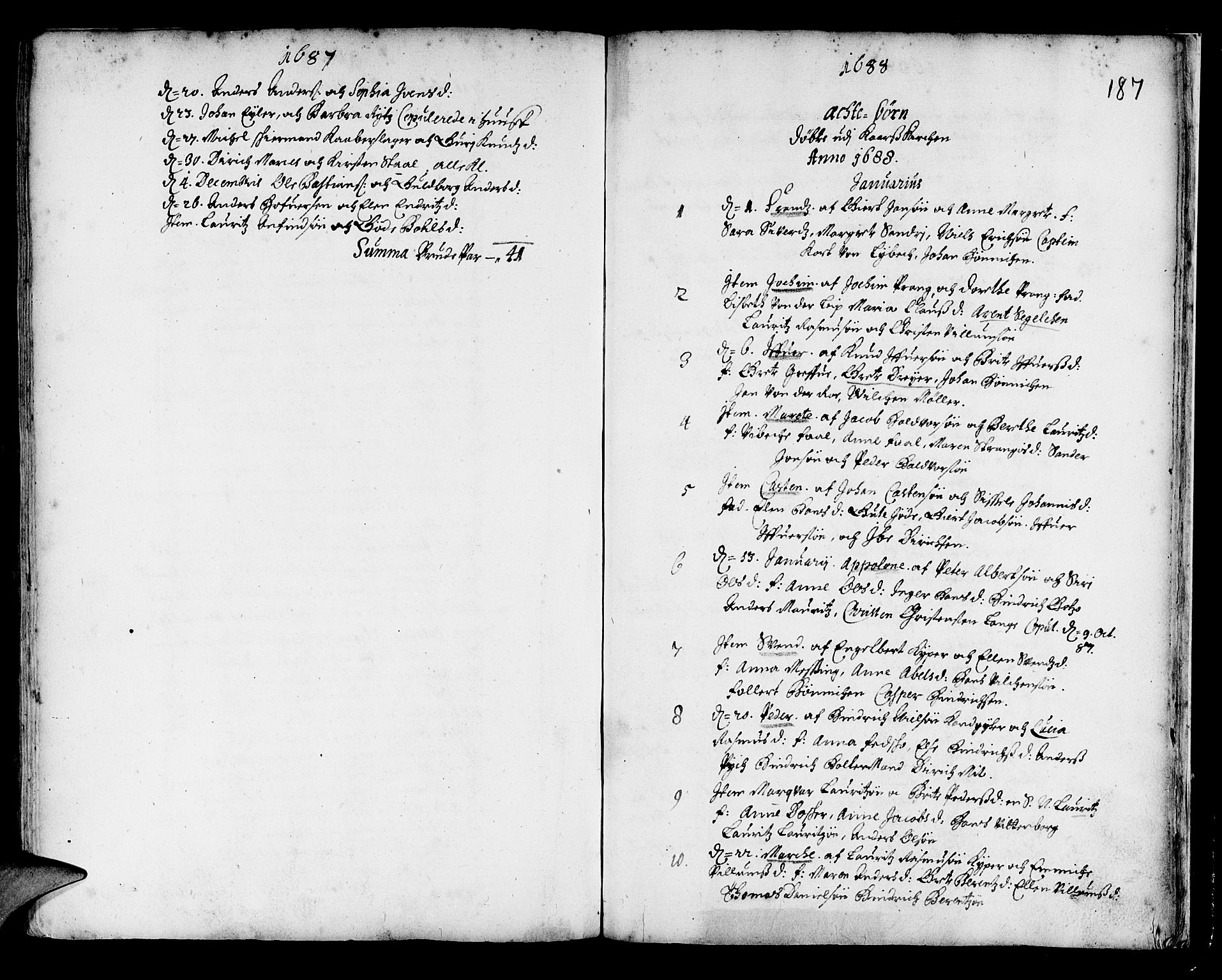 Korskirken sokneprestembete, SAB/A-76101/H/Haa/L0001: Parish register (official) no. A 1, 1674-1688, p. 187