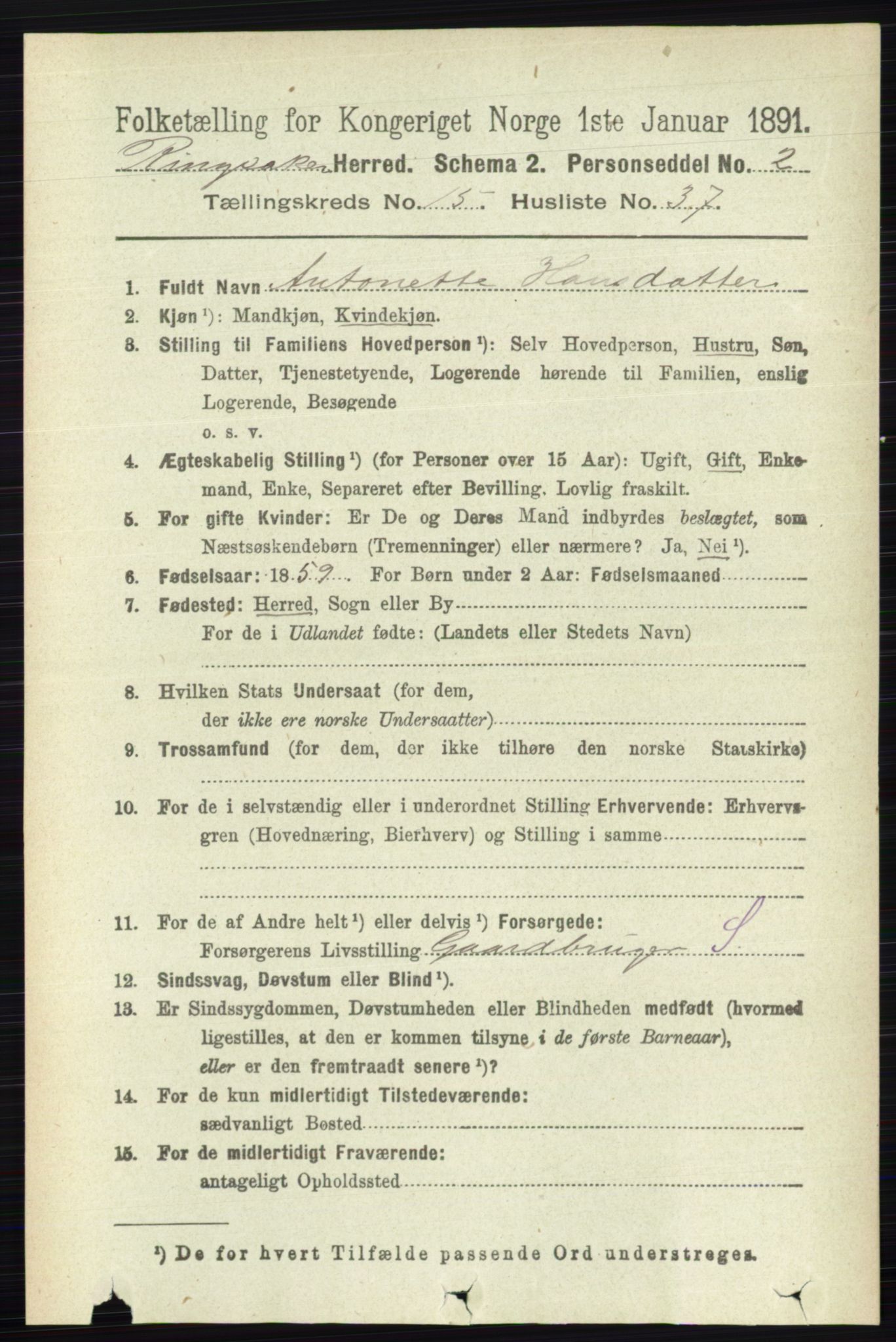 RA, 1891 census for 0412 Ringsaker, 1891, p. 8721