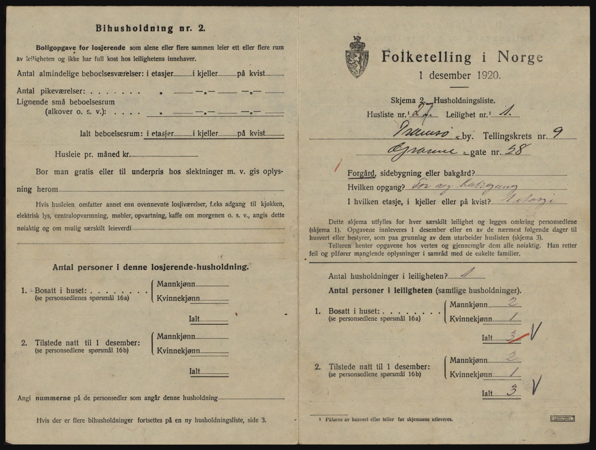 SATØ, 1920 census for Tromsø, 1920, p. 4921