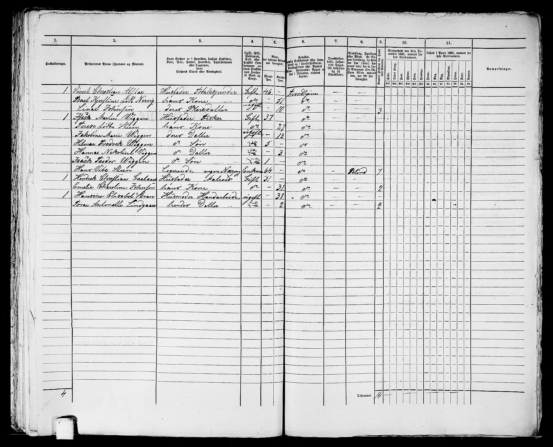 RA, 1865 census for Trondheim, 1865, p. 2036