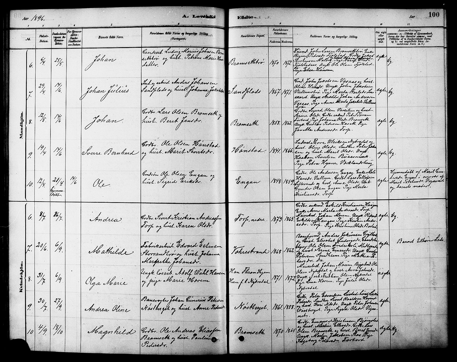 Ministerialprotokoller, klokkerbøker og fødselsregistre - Sør-Trøndelag, SAT/A-1456/616/L0423: Parish register (copy) no. 616C06, 1878-1903, p. 100