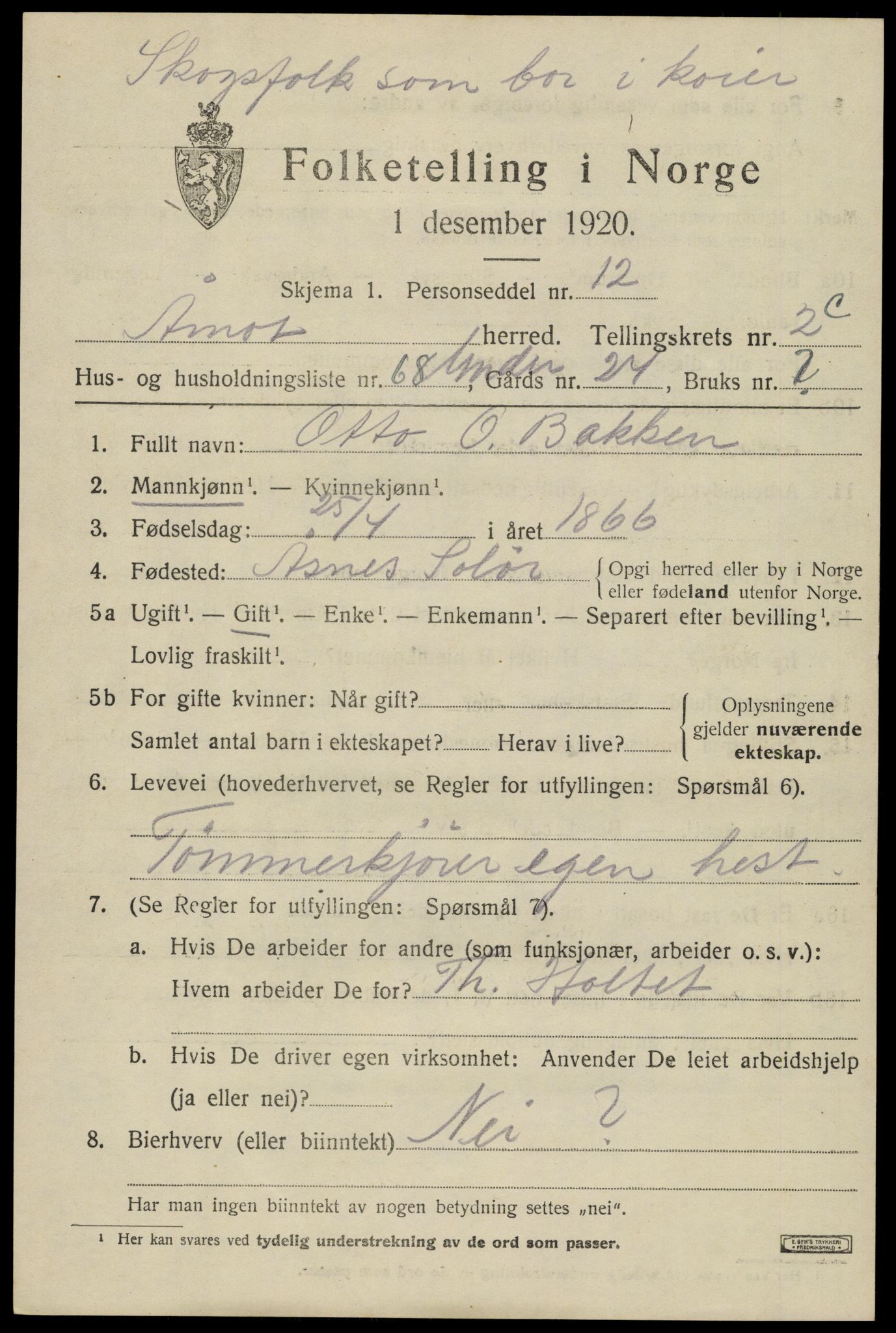 SAH, 1920 census for Åmot, 1920, p. 5845