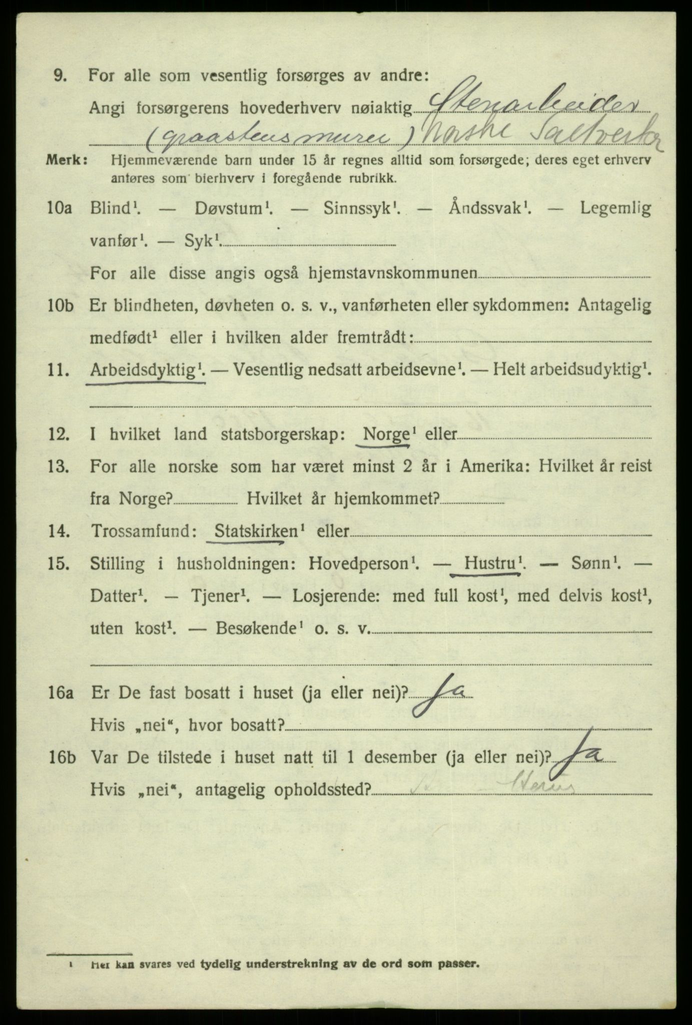 SAB, 1920 census for Bruvik, 1920, p. 2629