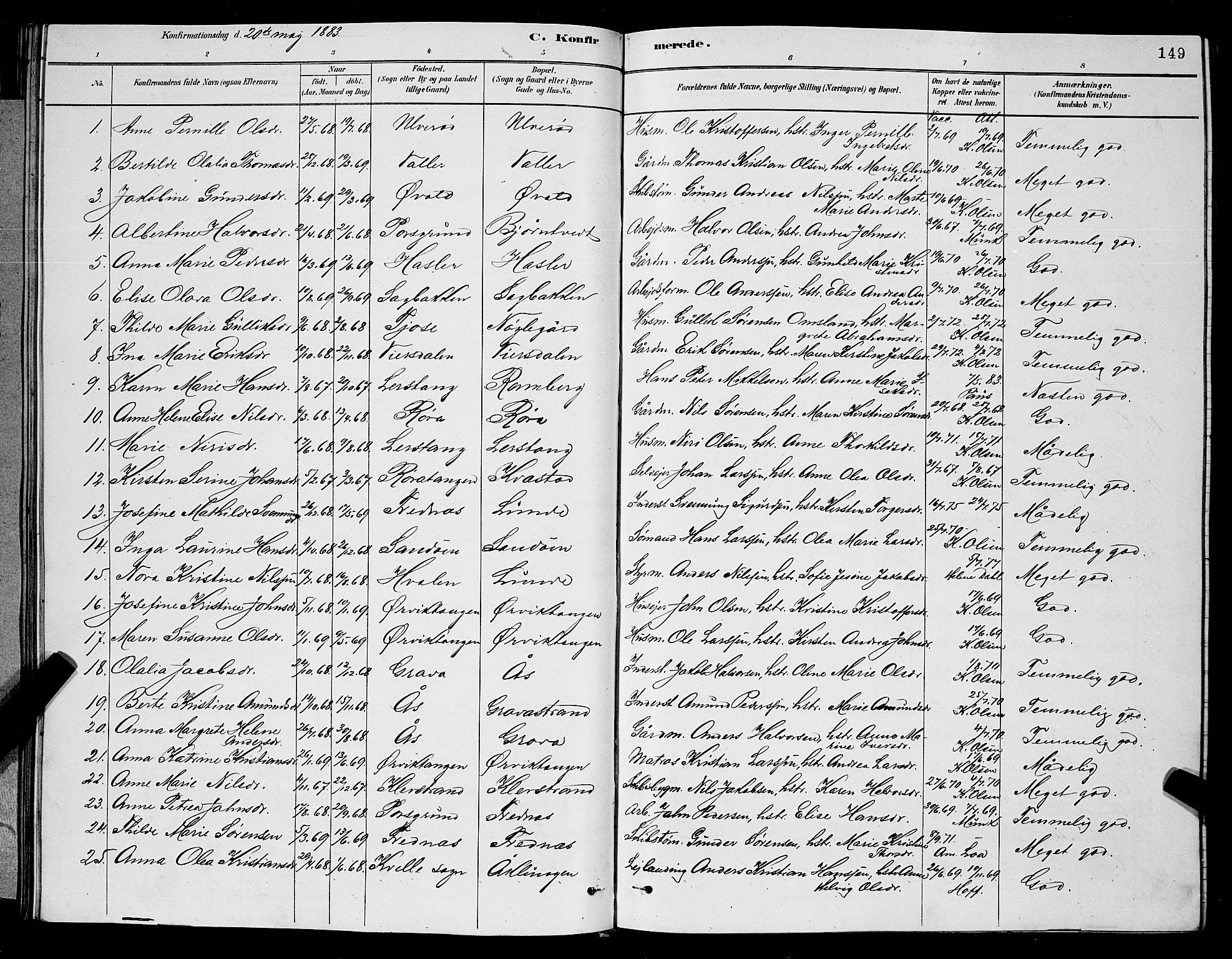 Eidanger kirkebøker, AV/SAKO-A-261/G/Ga/L0002: Parish register (copy) no. 2, 1879-1892, p. 149