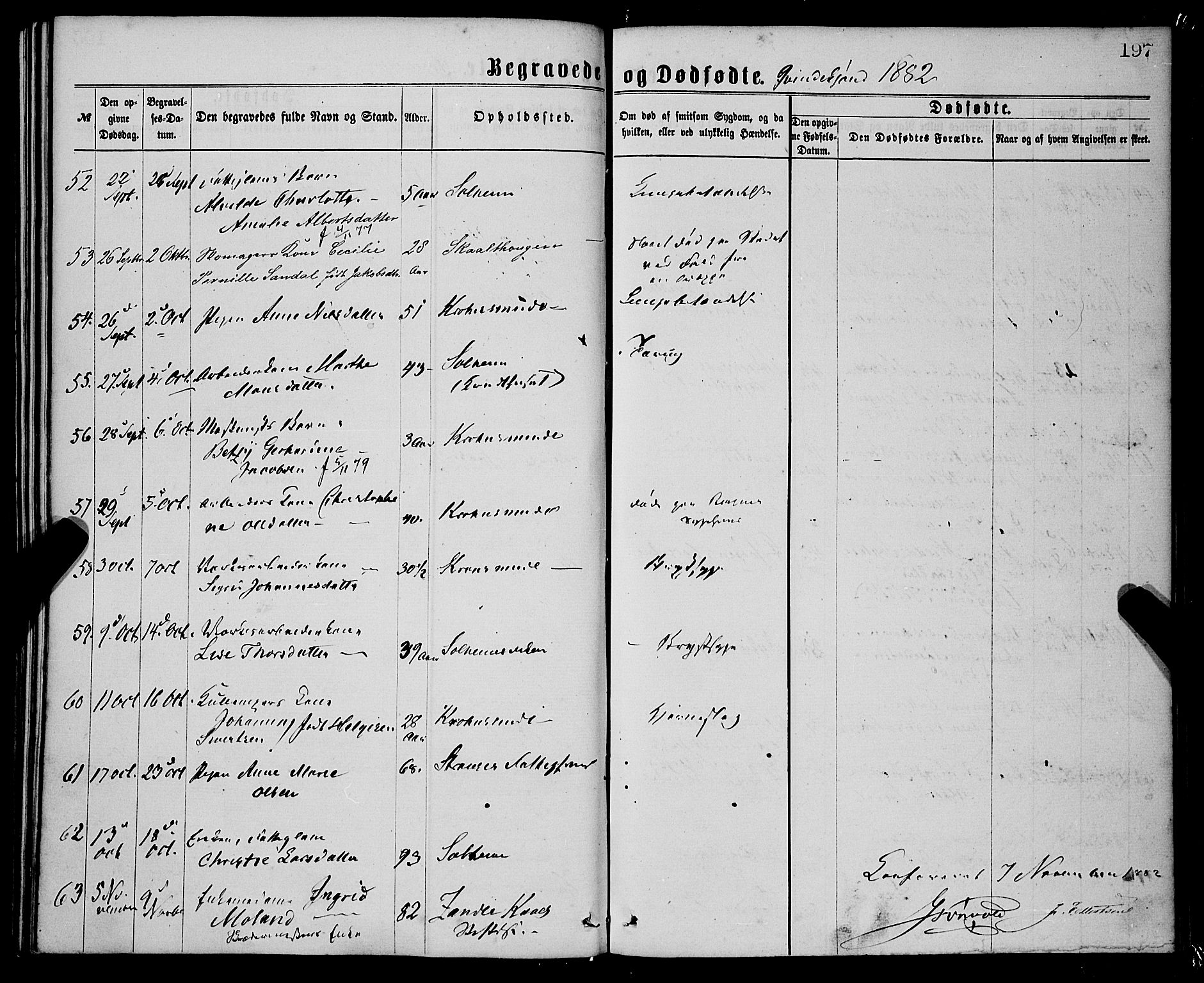 St. Jørgens hospital og Årstad sokneprestembete, AV/SAB-A-99934: Parish register (official) no. A 11, 1864-1886, p. 197