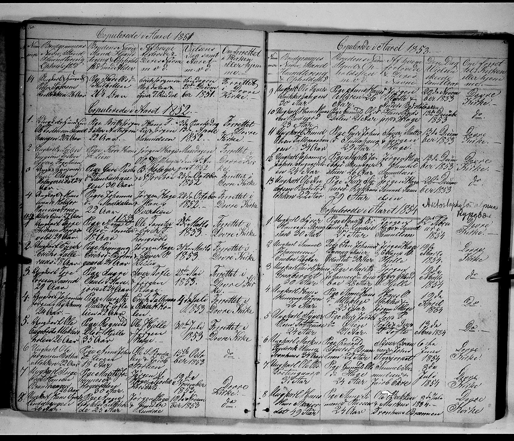 Lesja prestekontor, SAH/PREST-068/H/Ha/Hab/L0003: Parish register (copy) no. 3, 1842-1862, p. 164-165