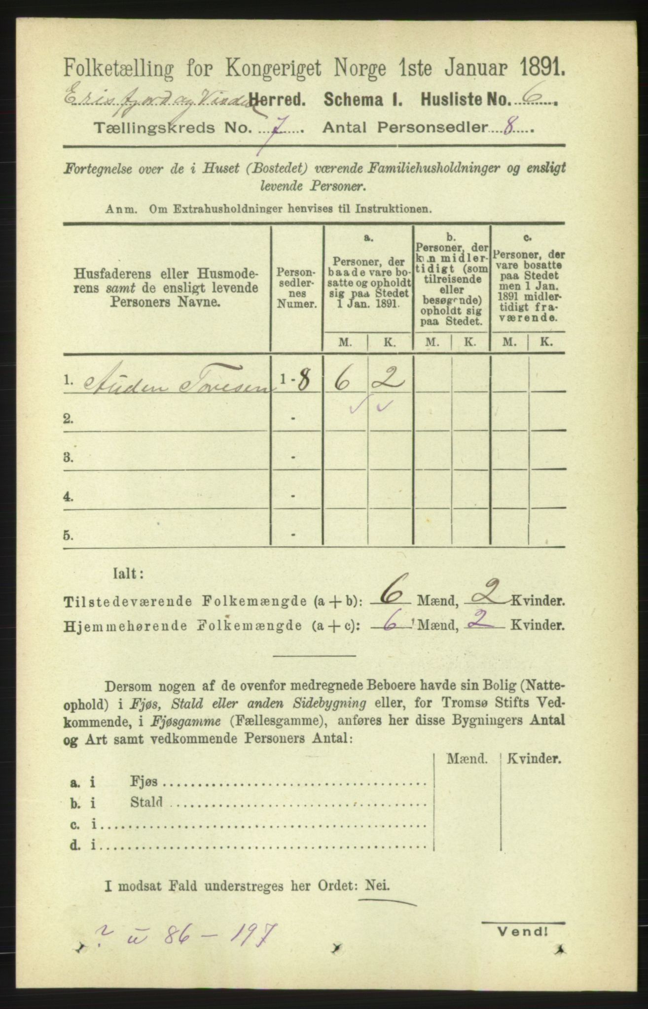 RA, 1891 census for 1542 Eresfjord og Vistdal, 1891, p. 1920