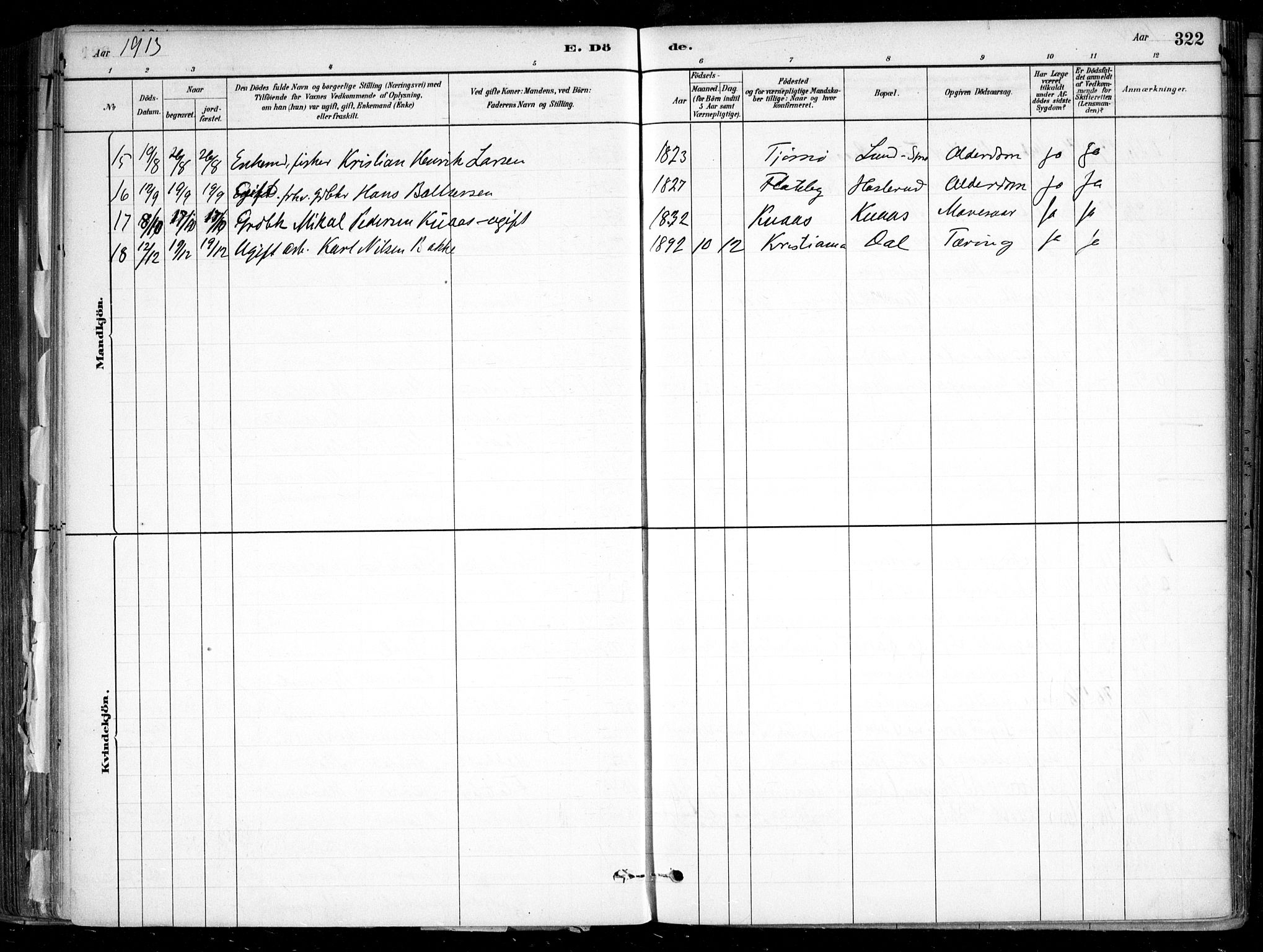 Nesodden prestekontor Kirkebøker, SAO/A-10013/F/Fa/L0009: Parish register (official) no. I 9, 1880-1915, p. 322