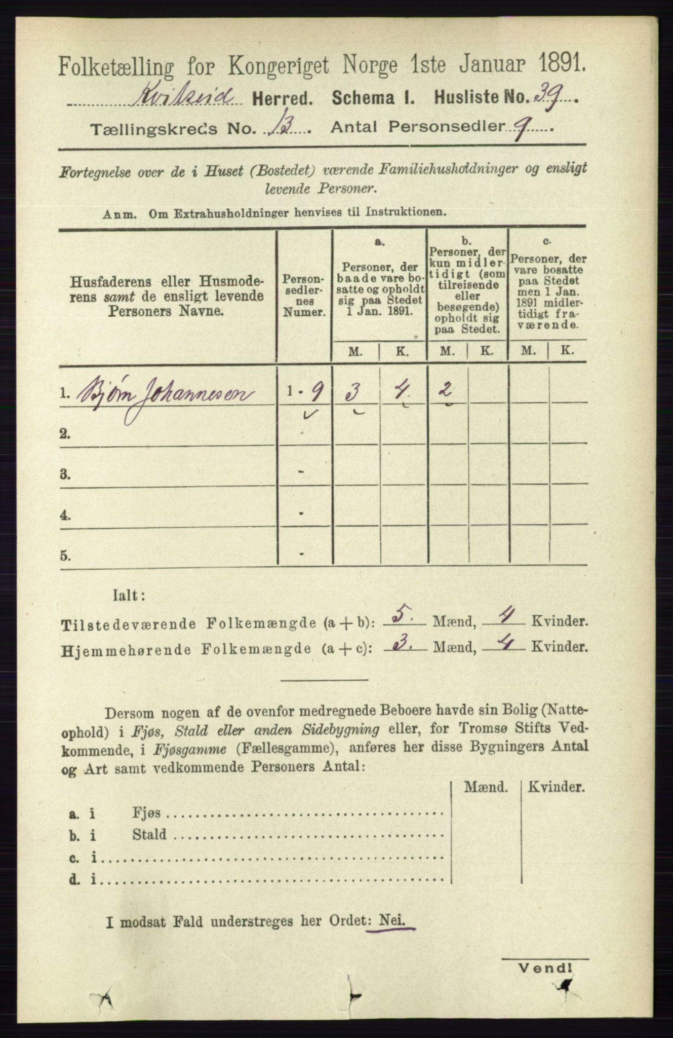 RA, 1891 census for 0829 Kviteseid, 1891, p. 3078