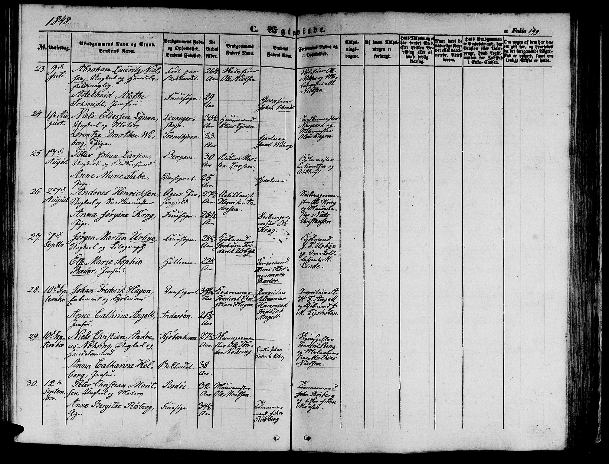 Ministerialprotokoller, klokkerbøker og fødselsregistre - Sør-Trøndelag, AV/SAT-A-1456/602/L0137: Parish register (copy) no. 602C05, 1846-1856, p. 199