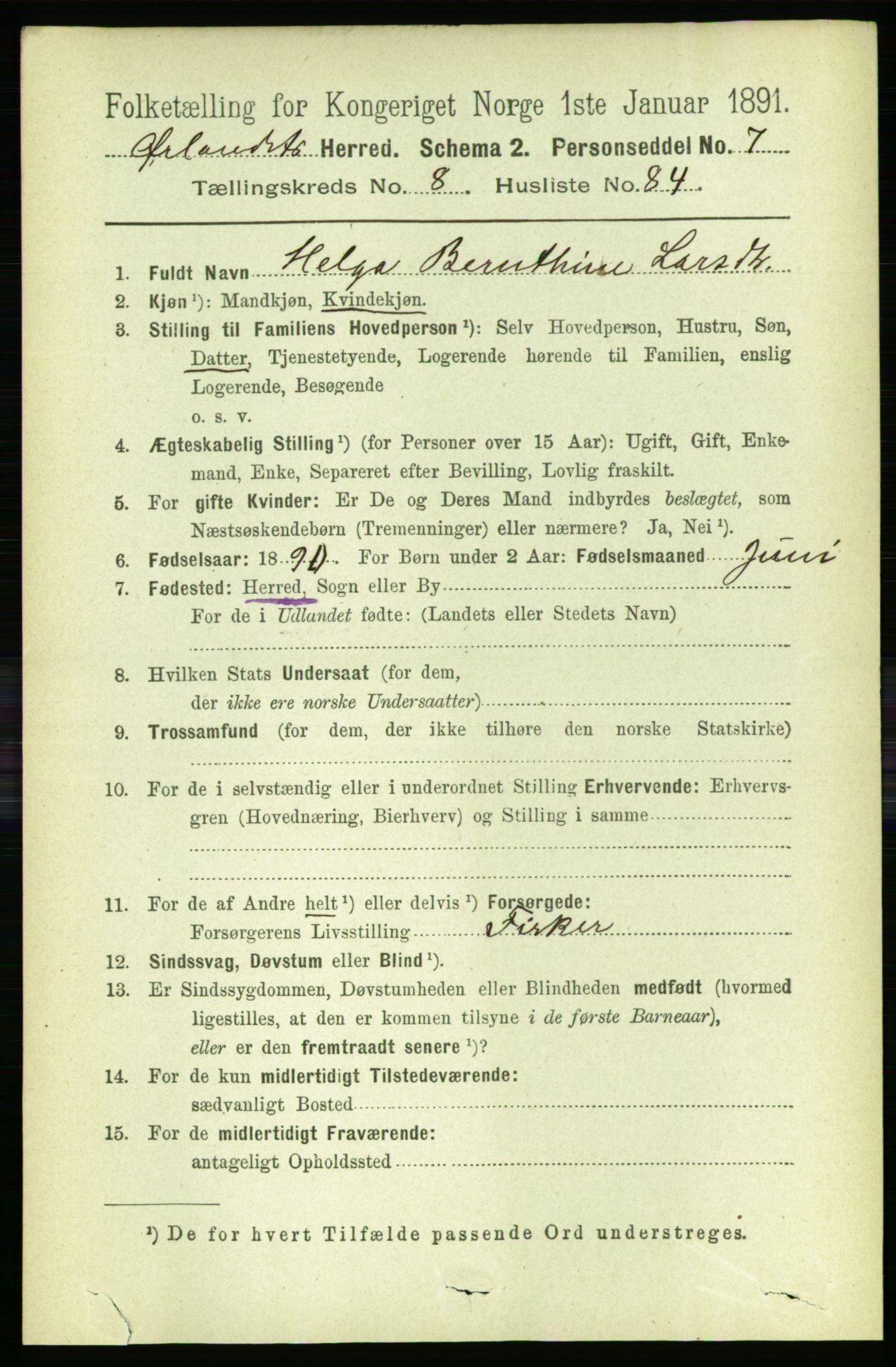 RA, 1891 census for 1621 Ørland, 1891, p. 3740