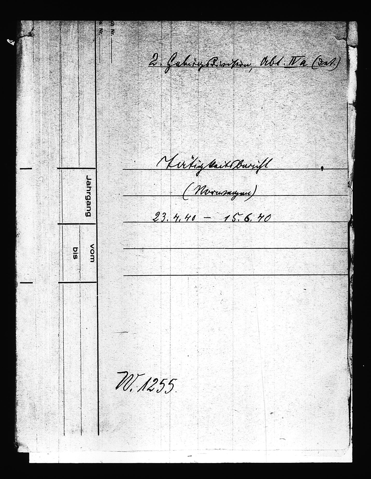 Documents Section, RA/RAFA-2200/V/L0086: Amerikansk mikrofilm "Captured German Documents".
Box No. 725.  FKA jnr. 601/1954., 1940, p. 24