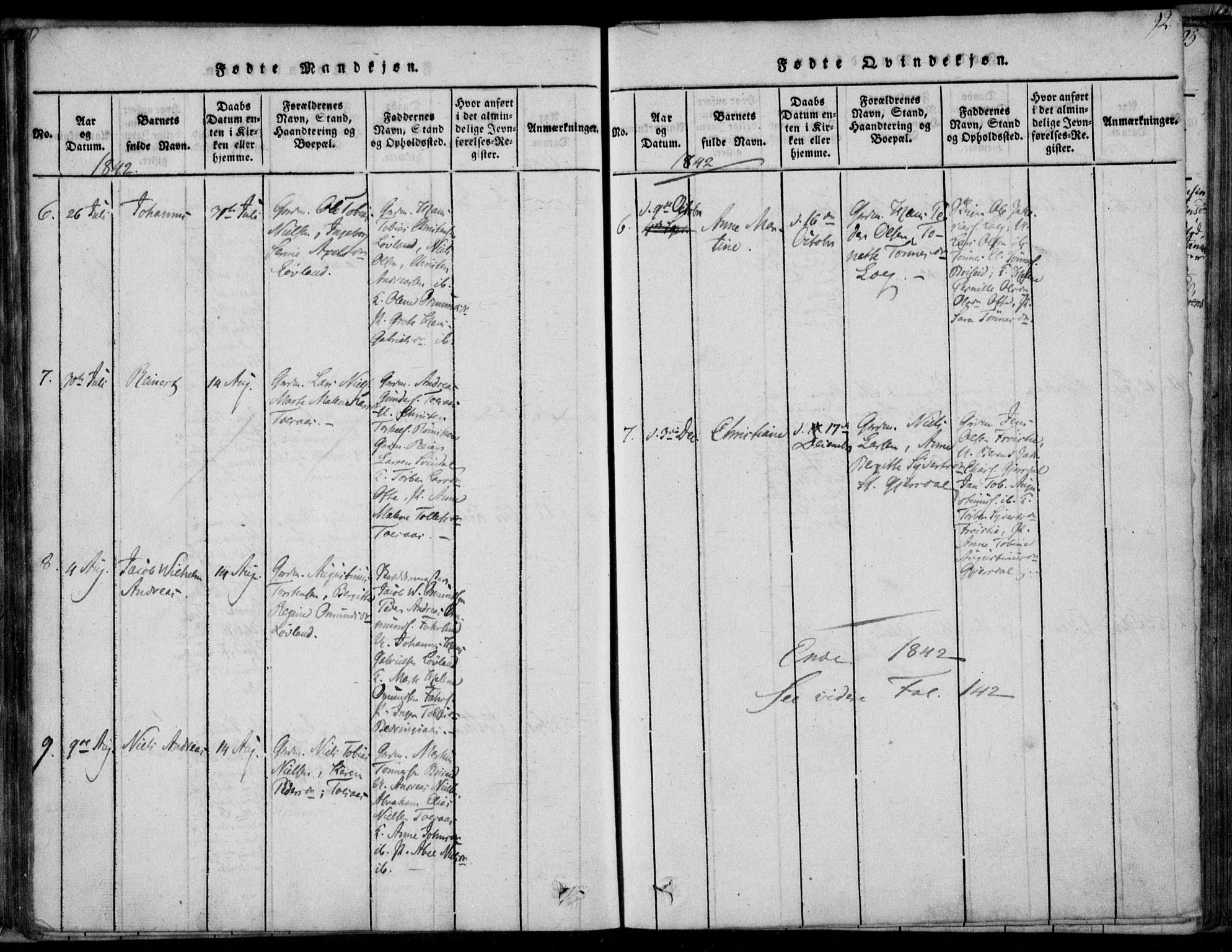 Herad sokneprestkontor, AV/SAK-1111-0018/F/Fa/Faa/L0003: Parish register (official) no. A 3, 1816-1844, p. 92