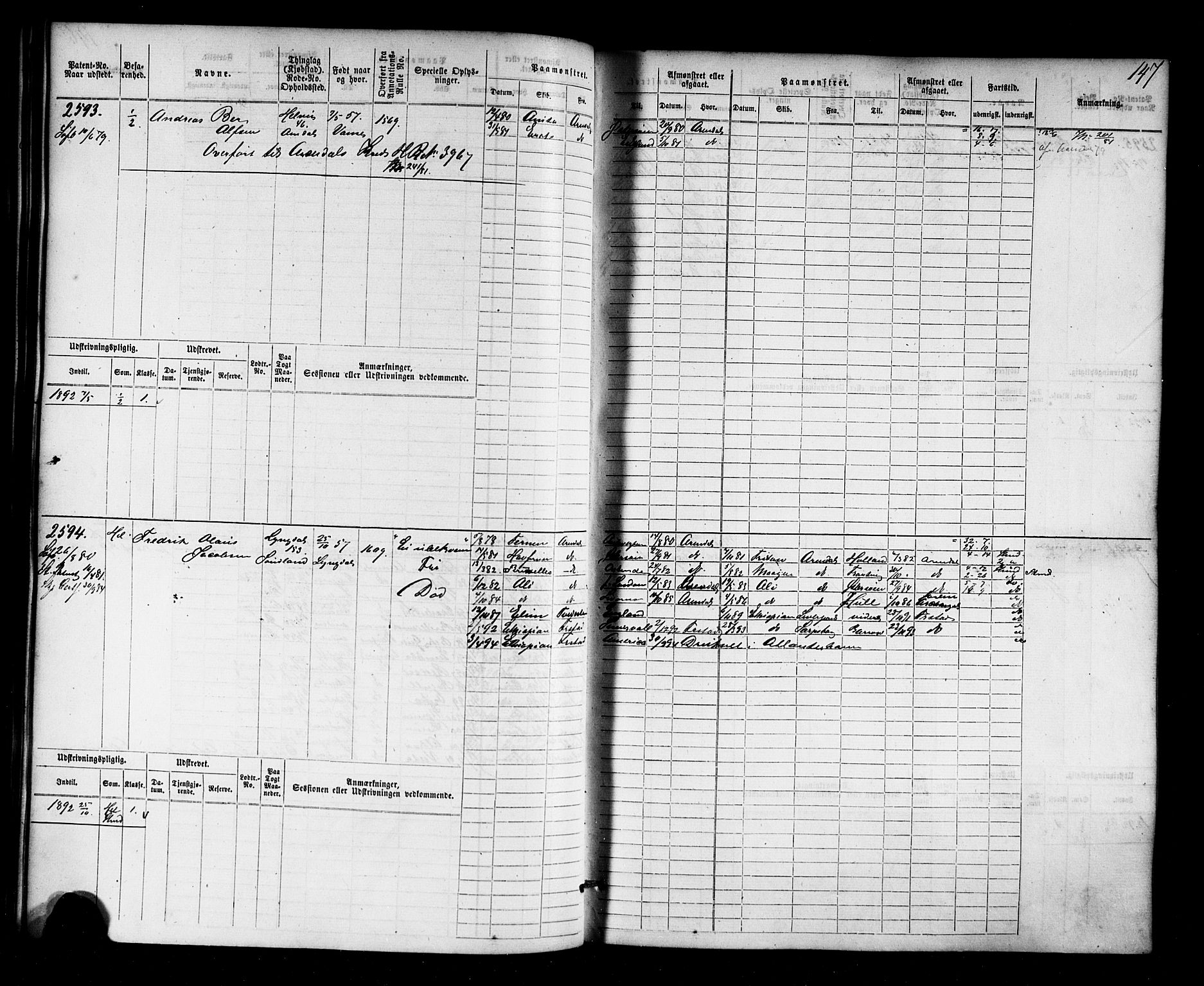 Farsund mønstringskrets, AV/SAK-2031-0017/F/Fb/L0018: Hovedrulle nr 2301-3066, Z-10, 1875-1914, p. 149