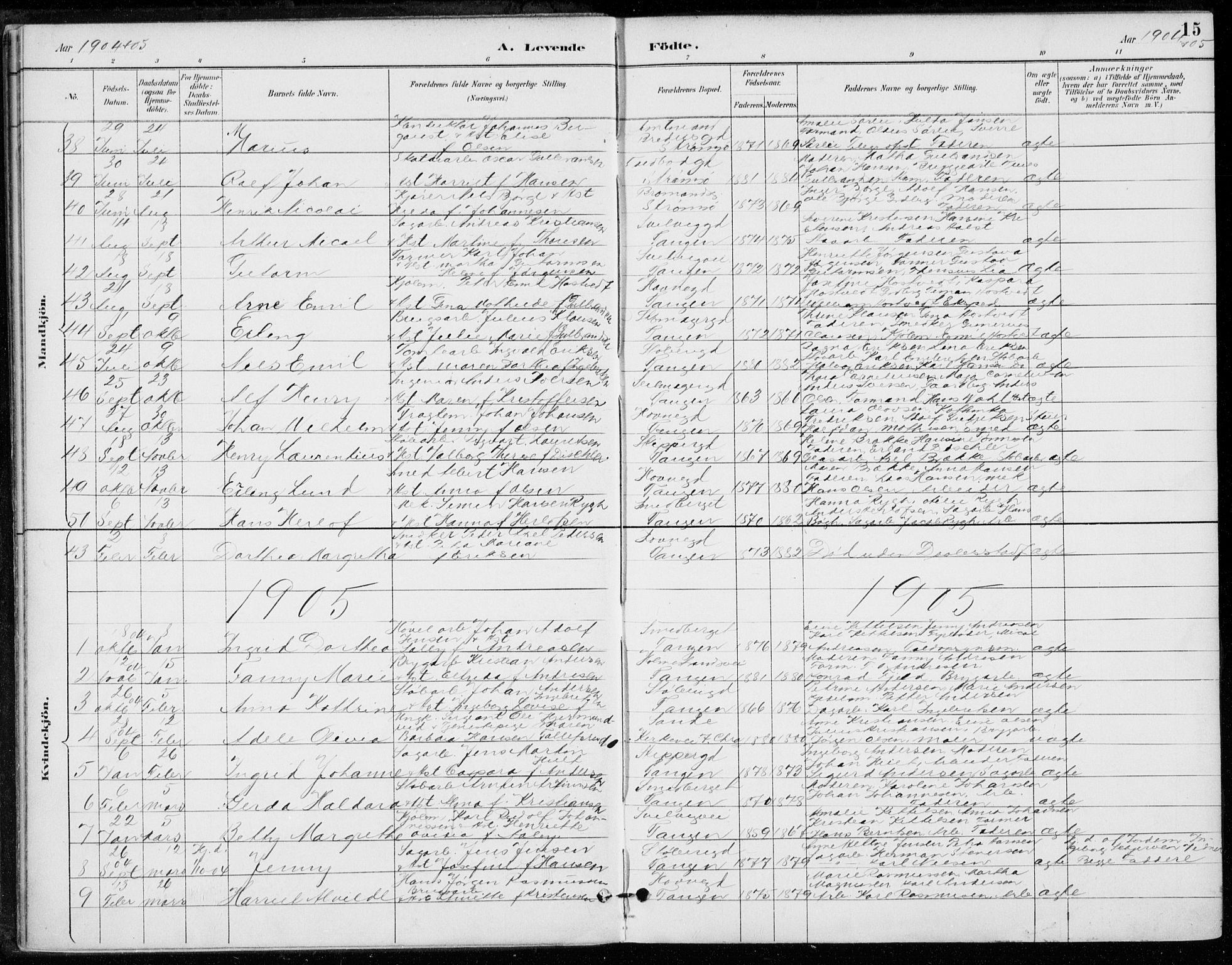 Strømsø kirkebøker, AV/SAKO-A-246/F/Fb/L0007: Parish register (official) no. II 7, 1887-1928, p. 15