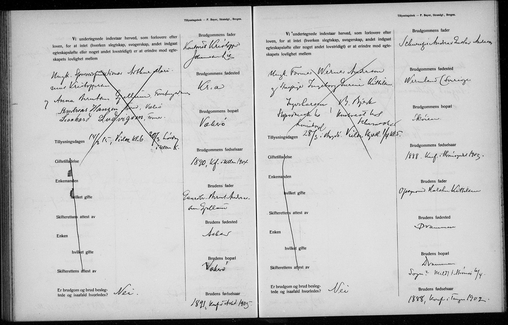 Ullern prestekontor Kirkebøker, SAO/A-10740/H/L0001: Banns register no. 1, 1911-1916
