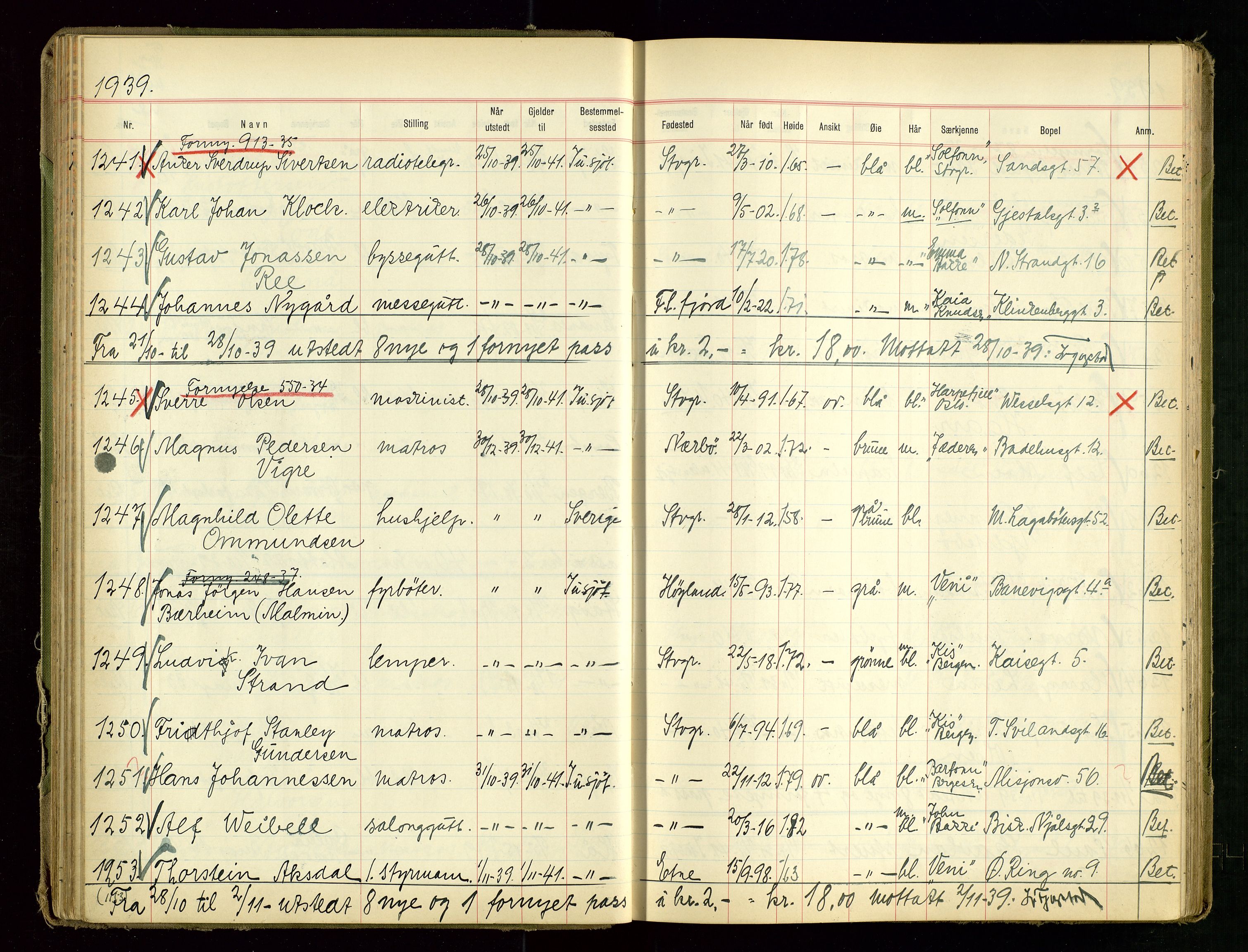 Stavanger politikammer, AV/SAST-A-100361/001/H/Hc/Hcd/Hcdb/L0002: "Pass-protokoll", 1939-1945, p. 55