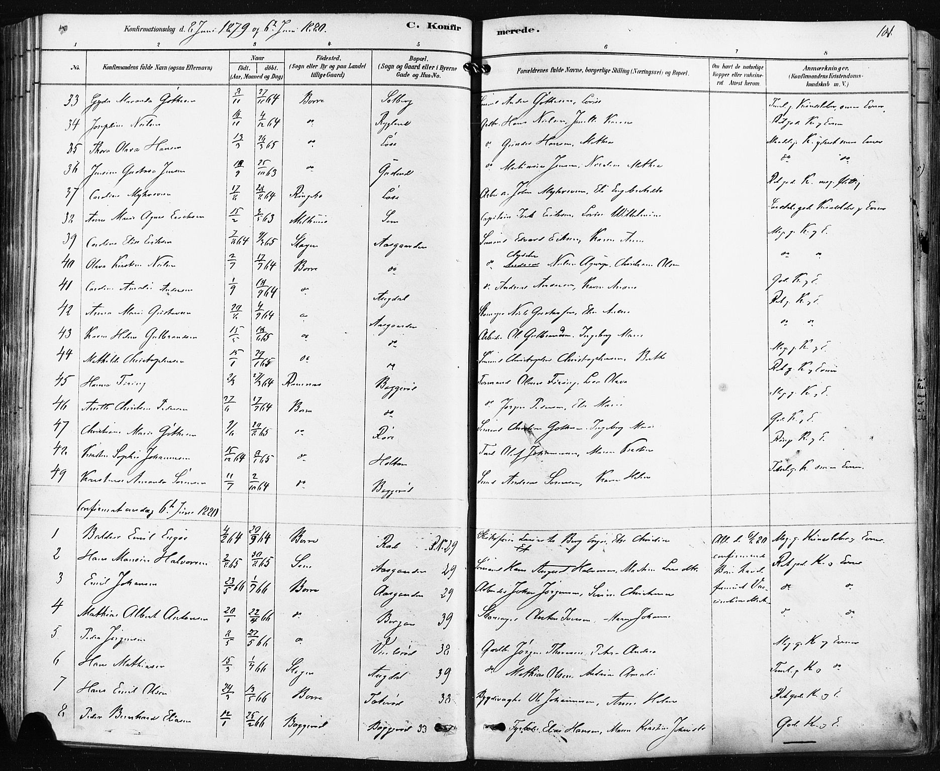 Borre kirkebøker, SAKO/A-338/F/Fa/L0009: Parish register (official) no. I 9, 1878-1896, p. 101
