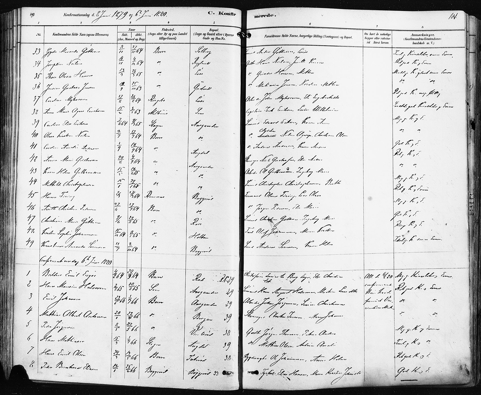 Borre kirkebøker, AV/SAKO-A-338/F/Fa/L0009: Parish register (official) no. I 9, 1878-1896, p. 101