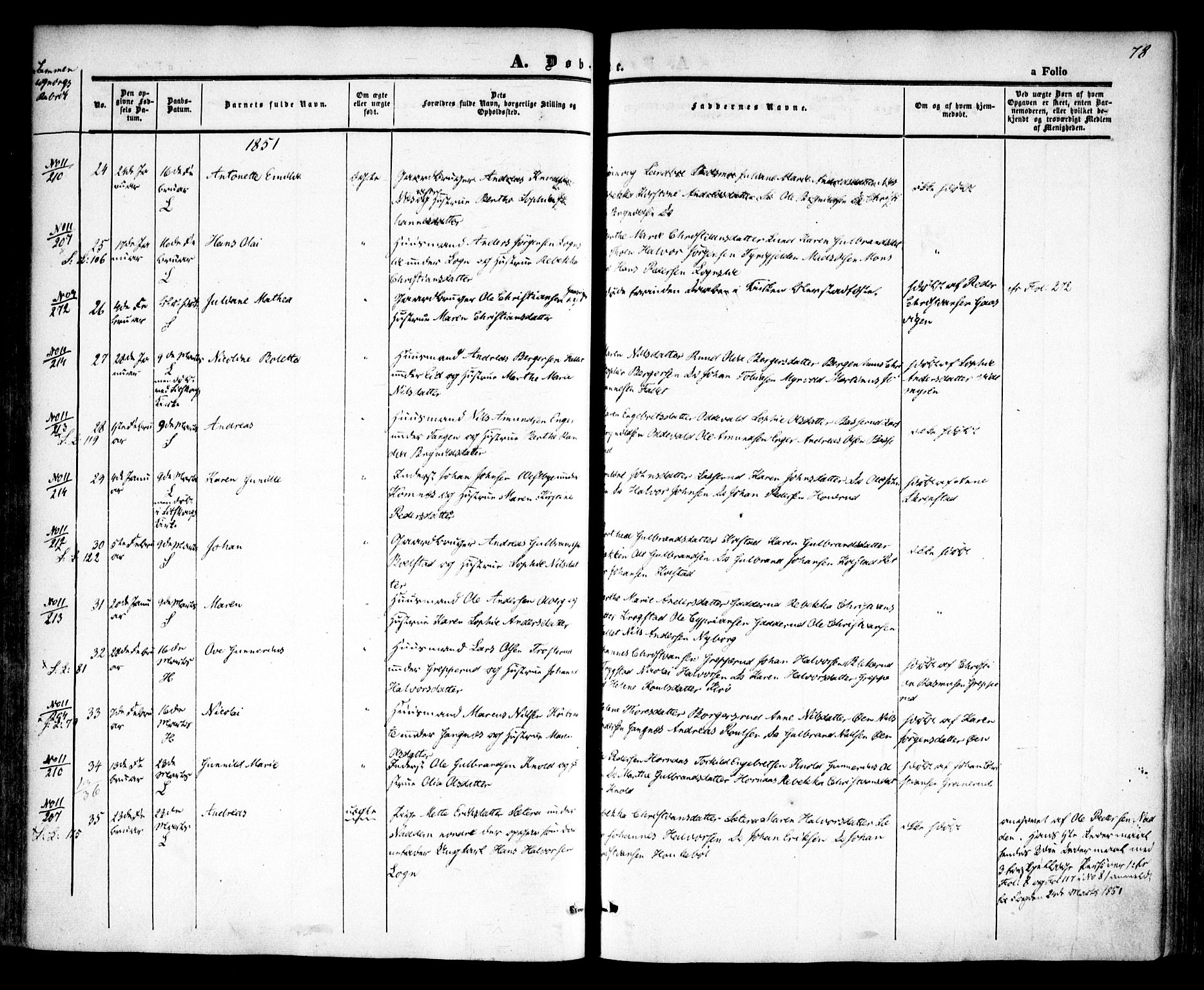 Høland prestekontor Kirkebøker, AV/SAO-A-10346a/F/Fa/L0009: Parish register (official) no. I 9, 1846-1853, p. 78