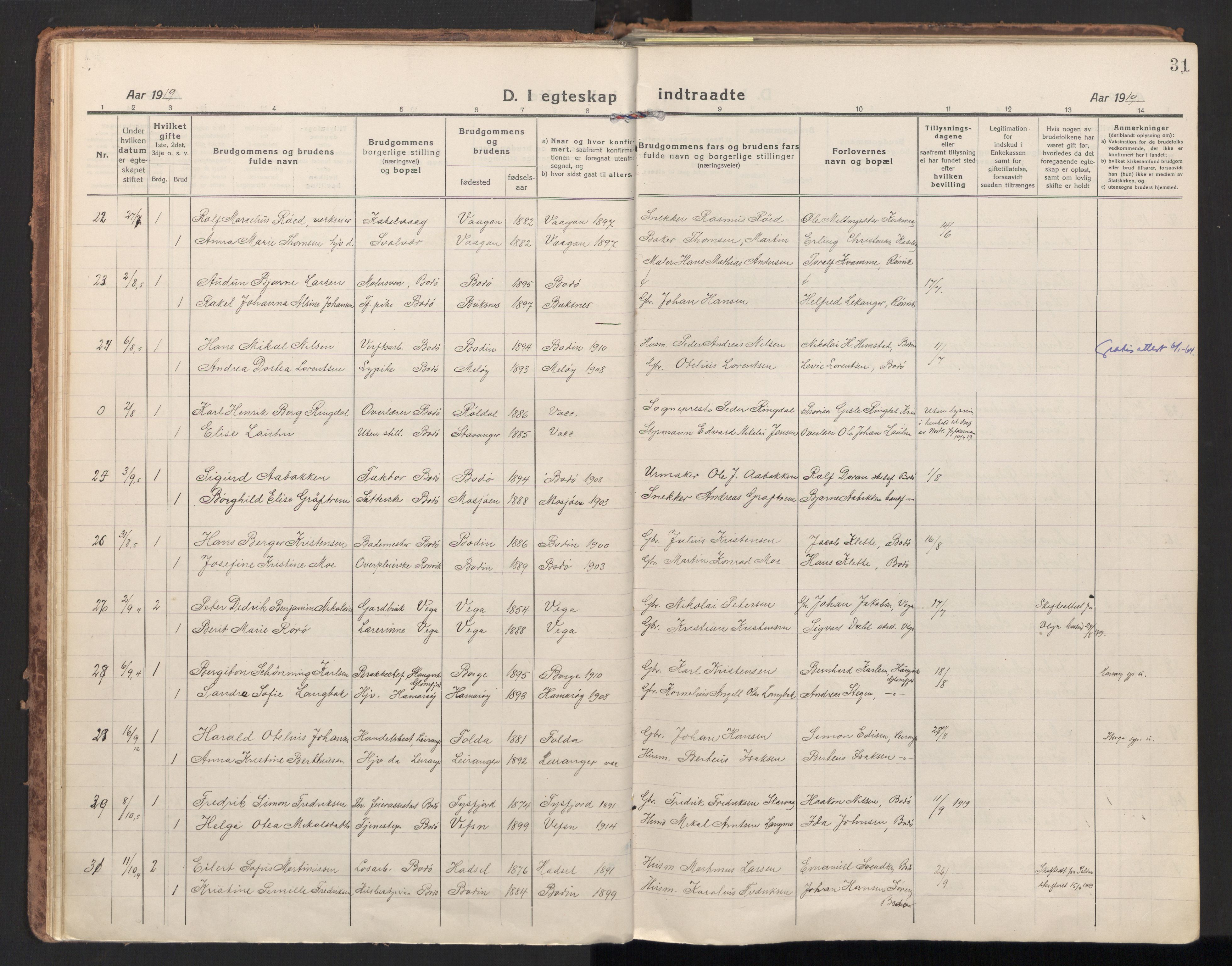 Ministerialprotokoller, klokkerbøker og fødselsregistre - Nordland, AV/SAT-A-1459/801/L0018: Parish register (official) no. 801A18, 1916-1930, p. 31