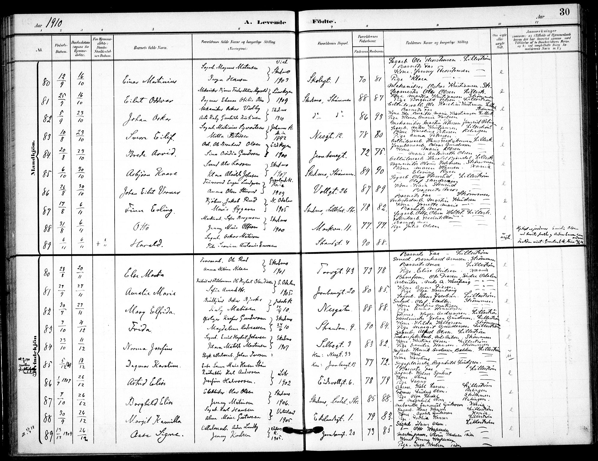 Skedsmo prestekontor Kirkebøker, AV/SAO-A-10033a/F/Fc/L0001: Parish register (official) no. III 1, 1908-1916, p. 30