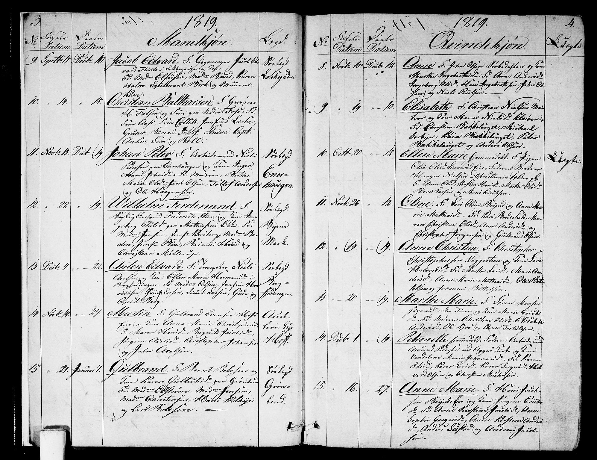 Aker prestekontor kirkebøker, SAO/A-10861/G/L0004: Parish register (copy) no. 4, 1819-1829, p. 3-4