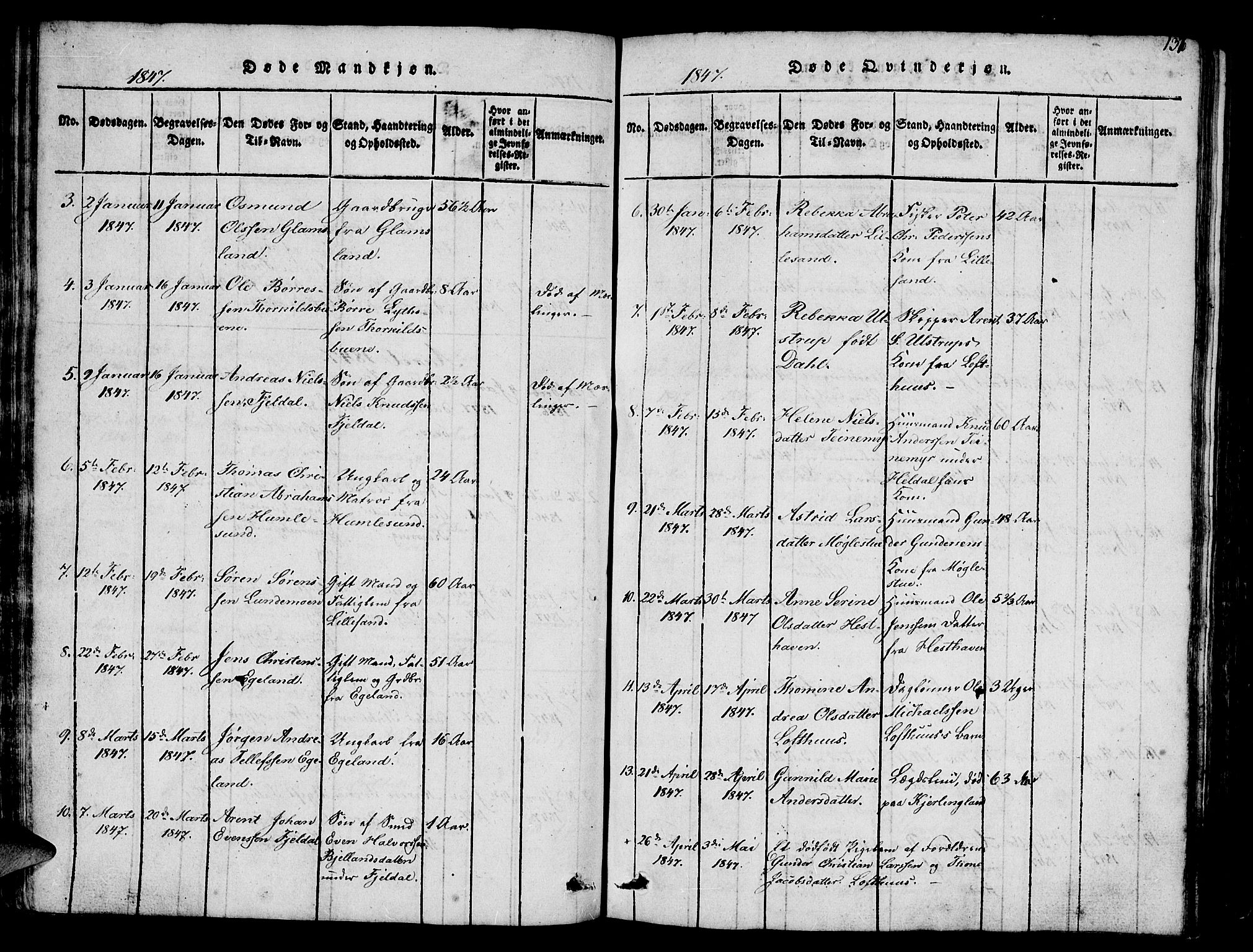 Vestre Moland sokneprestkontor, AV/SAK-1111-0046/F/Fb/Fbb/L0001: Parish register (copy) no. B 1, 1816-1851, p. 137