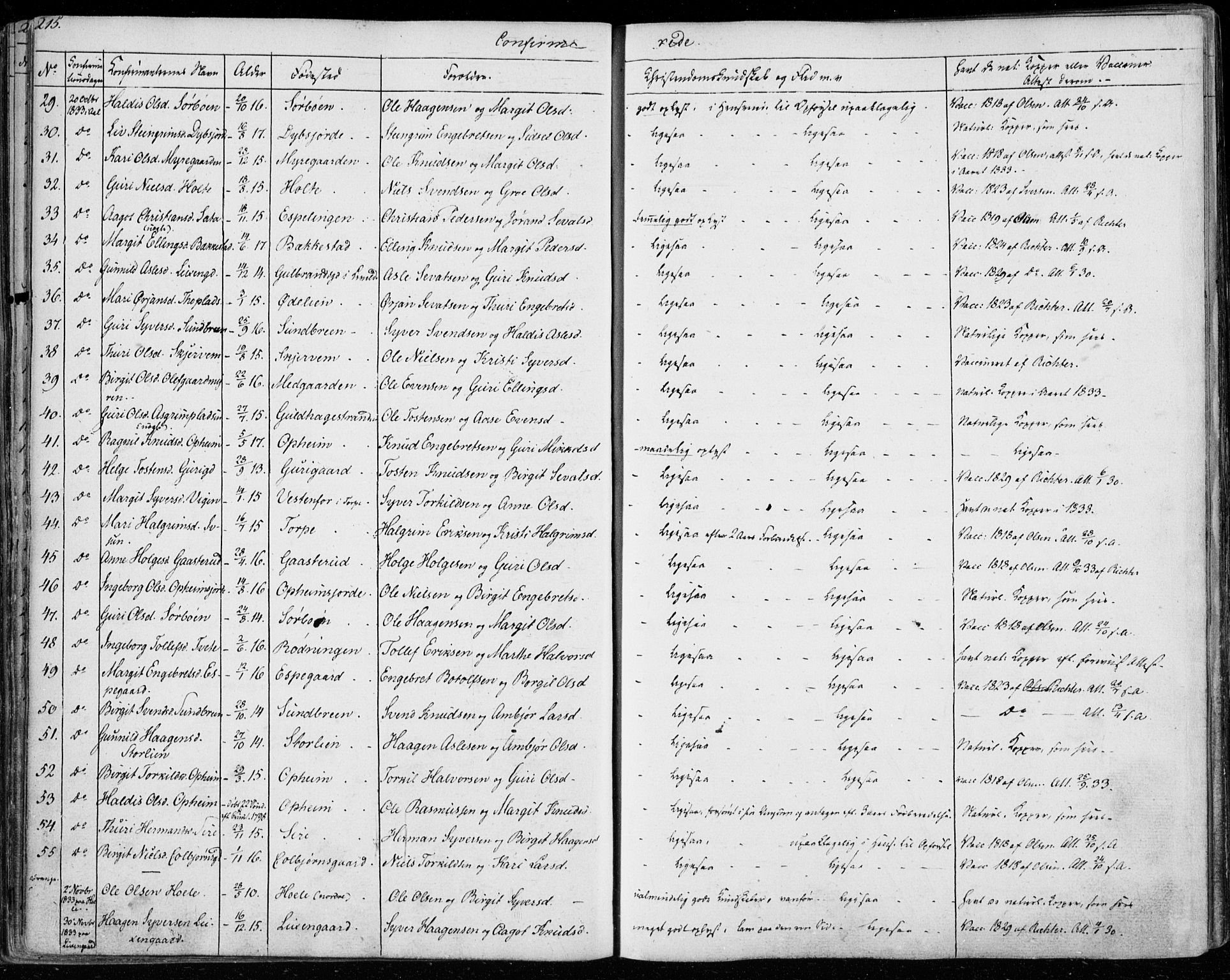 Ål kirkebøker, SAKO/A-249/F/Fa/L0005: Parish register (official) no. I 5, 1825-1848, p. 215