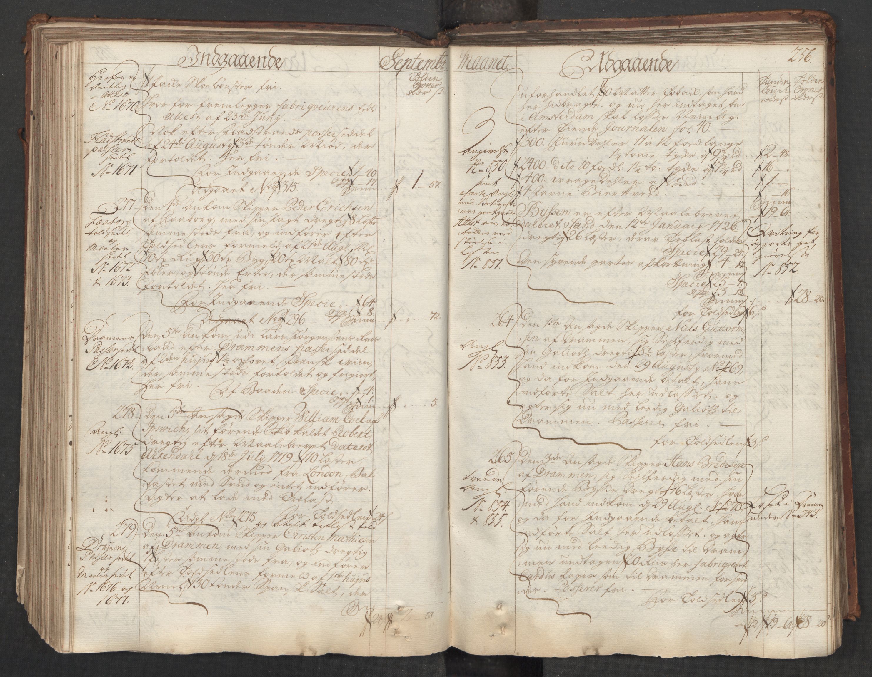 Generaltollkammeret, tollregnskaper, AV/RA-EA-5490/R06/L0015/0001: Tollregnskaper Kristiania / Hovedtollbok, 1733, p. 255b-256a