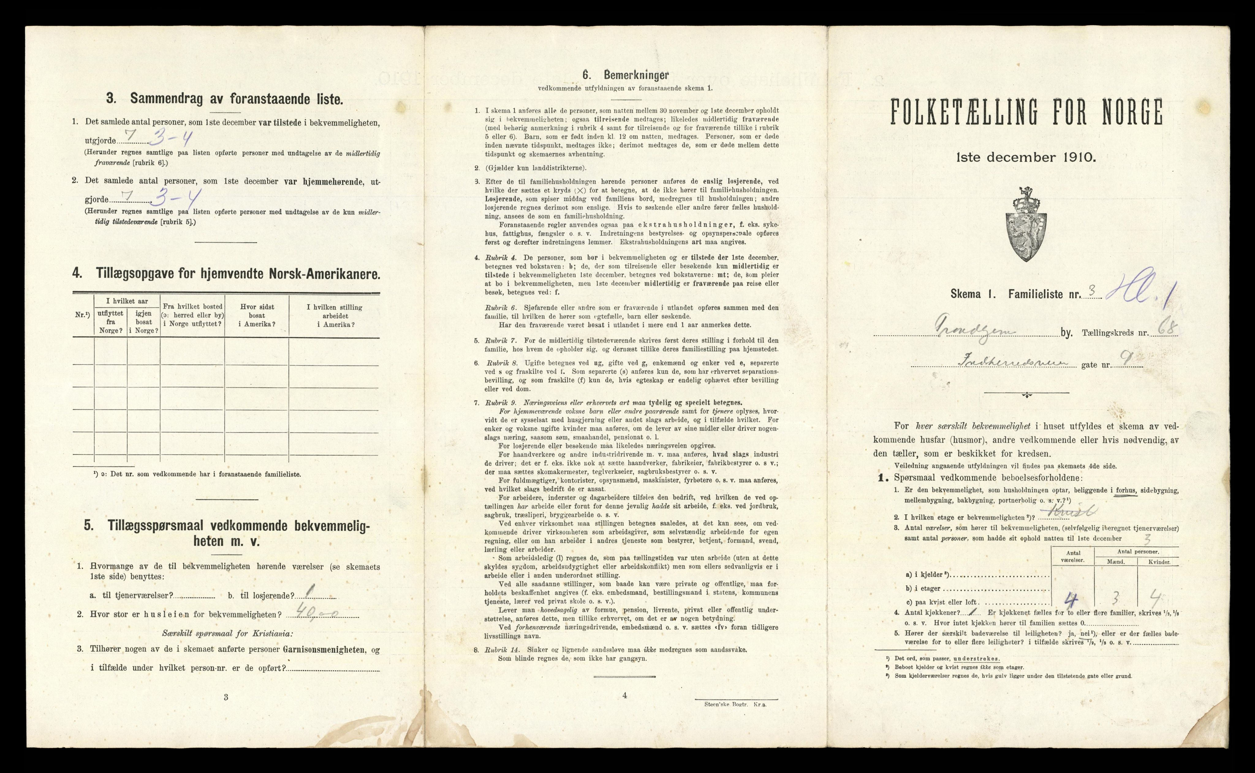 RA, 1910 census for Trondheim, 1910, p. 19567