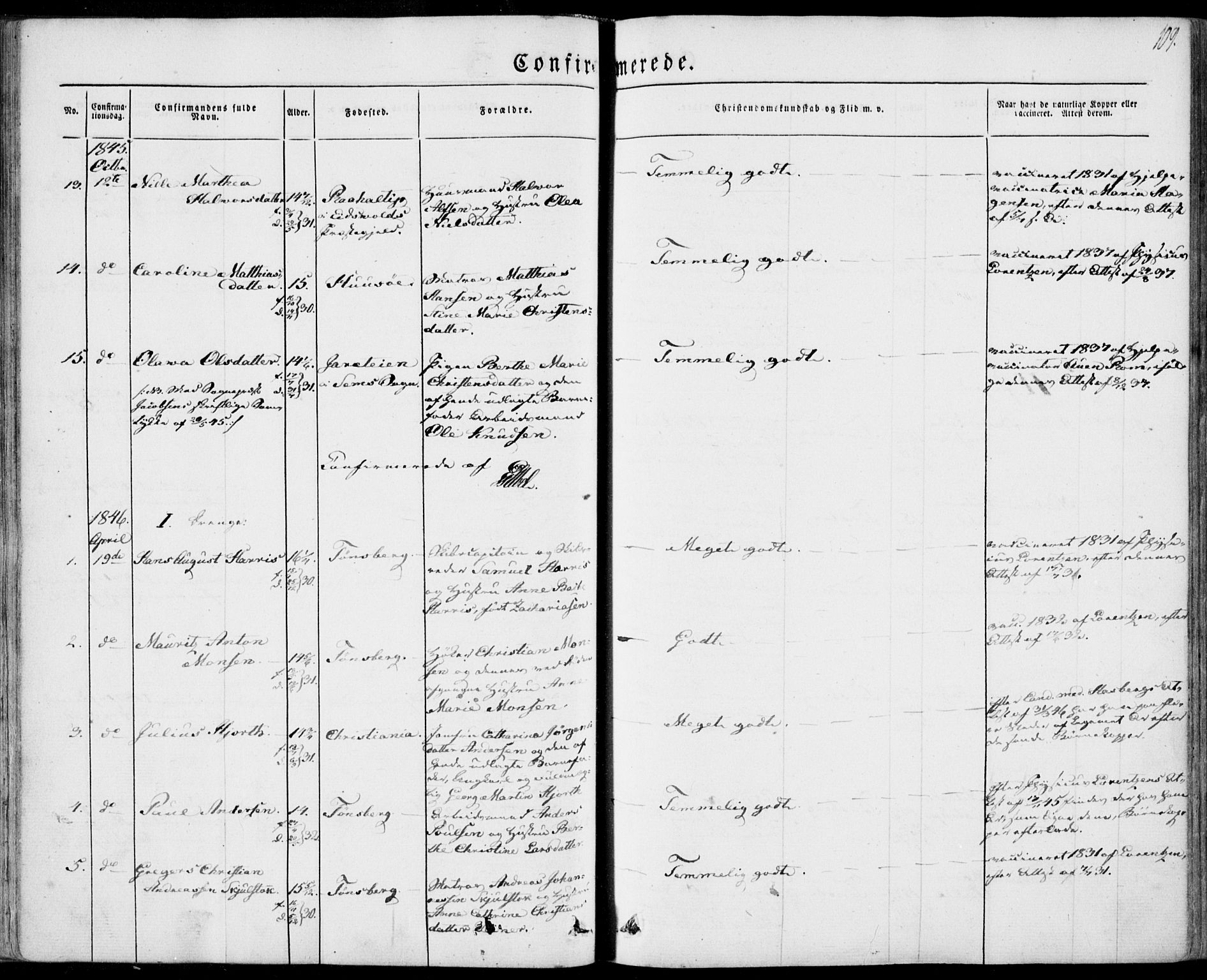 Tønsberg kirkebøker, SAKO/A-330/F/Fa/L0007: Parish register (official) no. I 7, 1845-1854, p. 109
