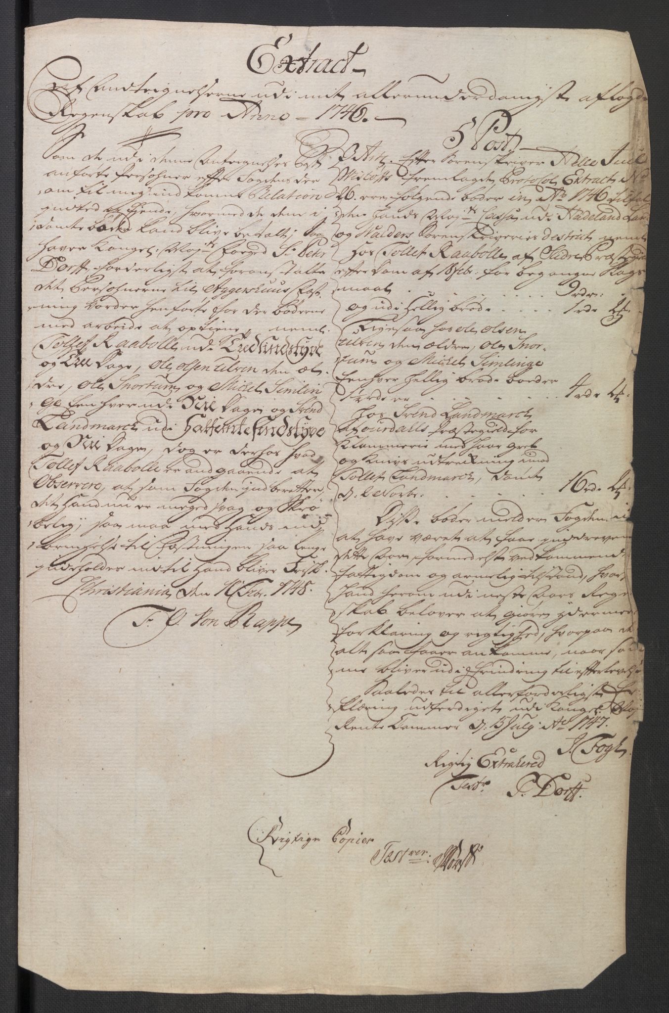 Rentekammeret inntil 1814, Reviderte regnskaper, Fogderegnskap, RA/EA-4092/R18/L1346: Fogderegnskap Hadeland, Toten og Valdres, 1747-1748, p. 260